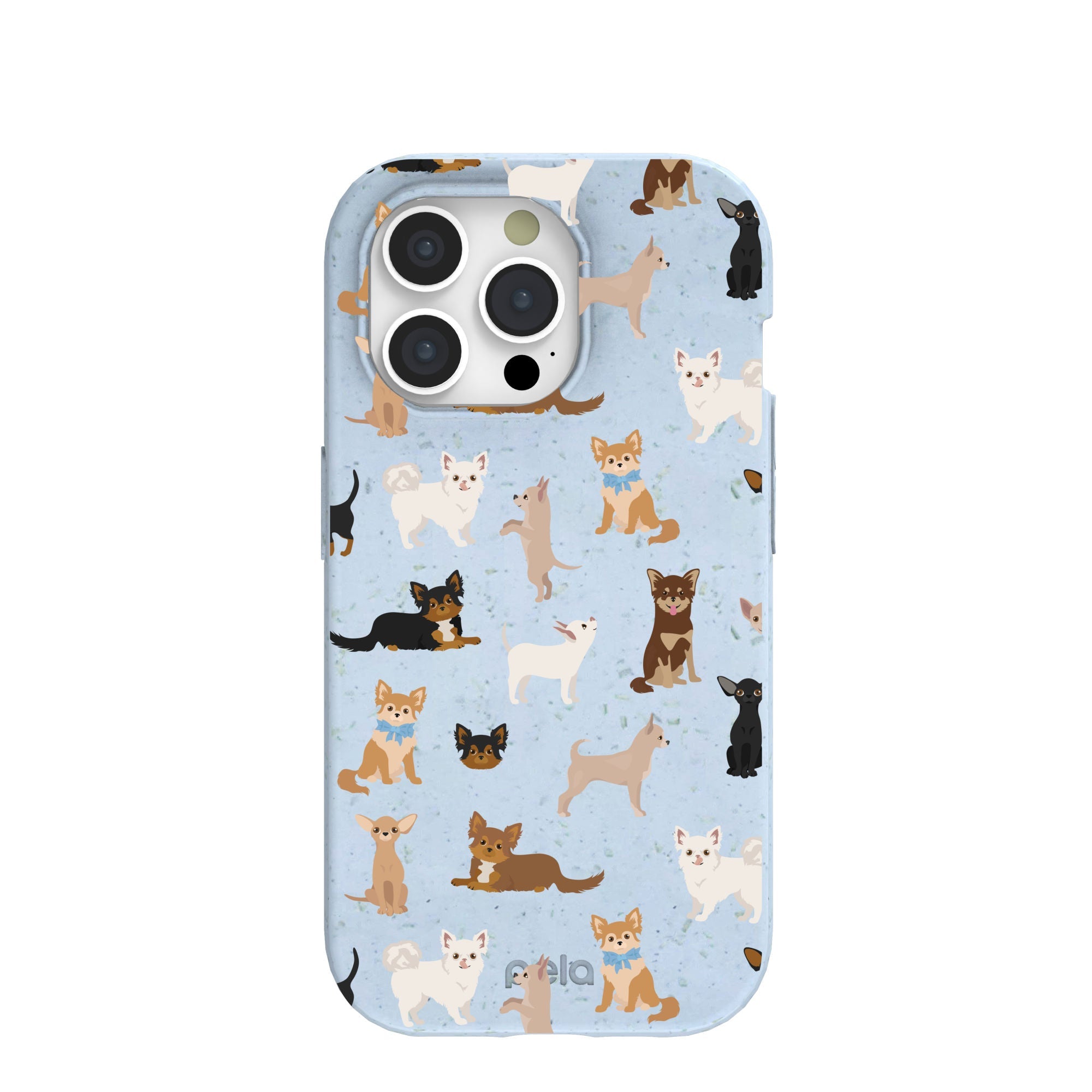 Powder Blue Chihuahua Charms iPhone 15 Pro Case Refurbished - Pela Case refurbished available on Cerqular