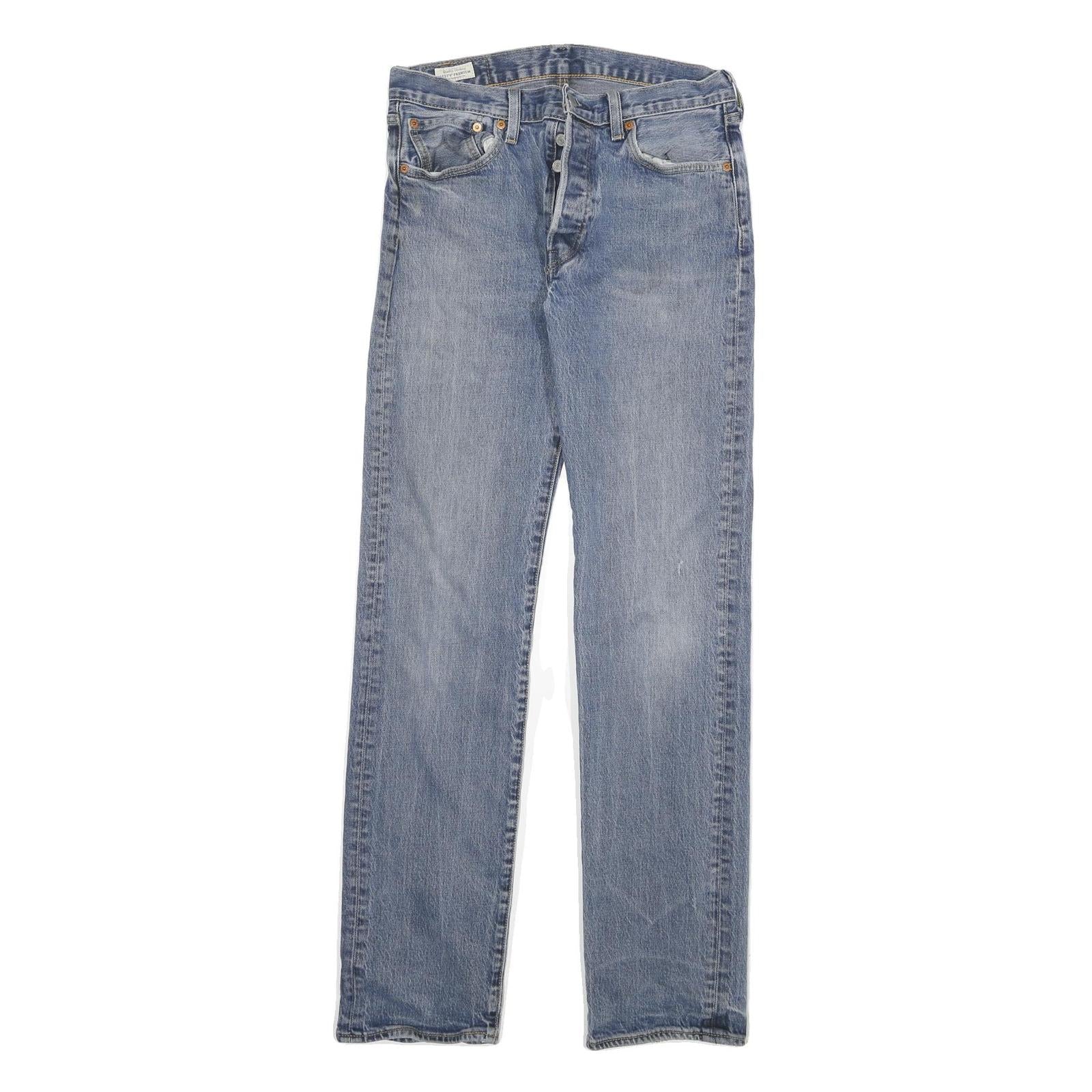 LEVI'S 501 Big E Mens Jeans Blue Regular Straight Denim Light W30 L33 Button Refurbished - N/A refurbished available on Cerqular