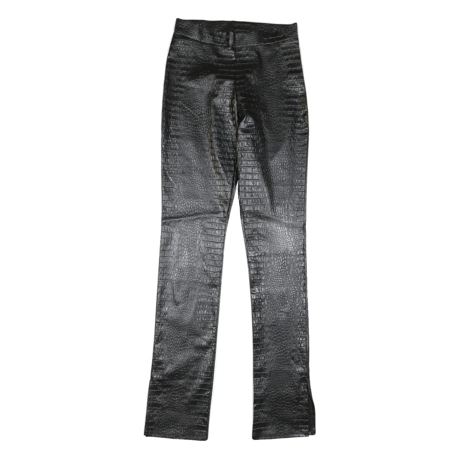 Womens Polyester Blend Black Slim Trousers W28 L34 Faux Leather Style Skinny Fit Refurbished - N/A refurbished available on Cerqular