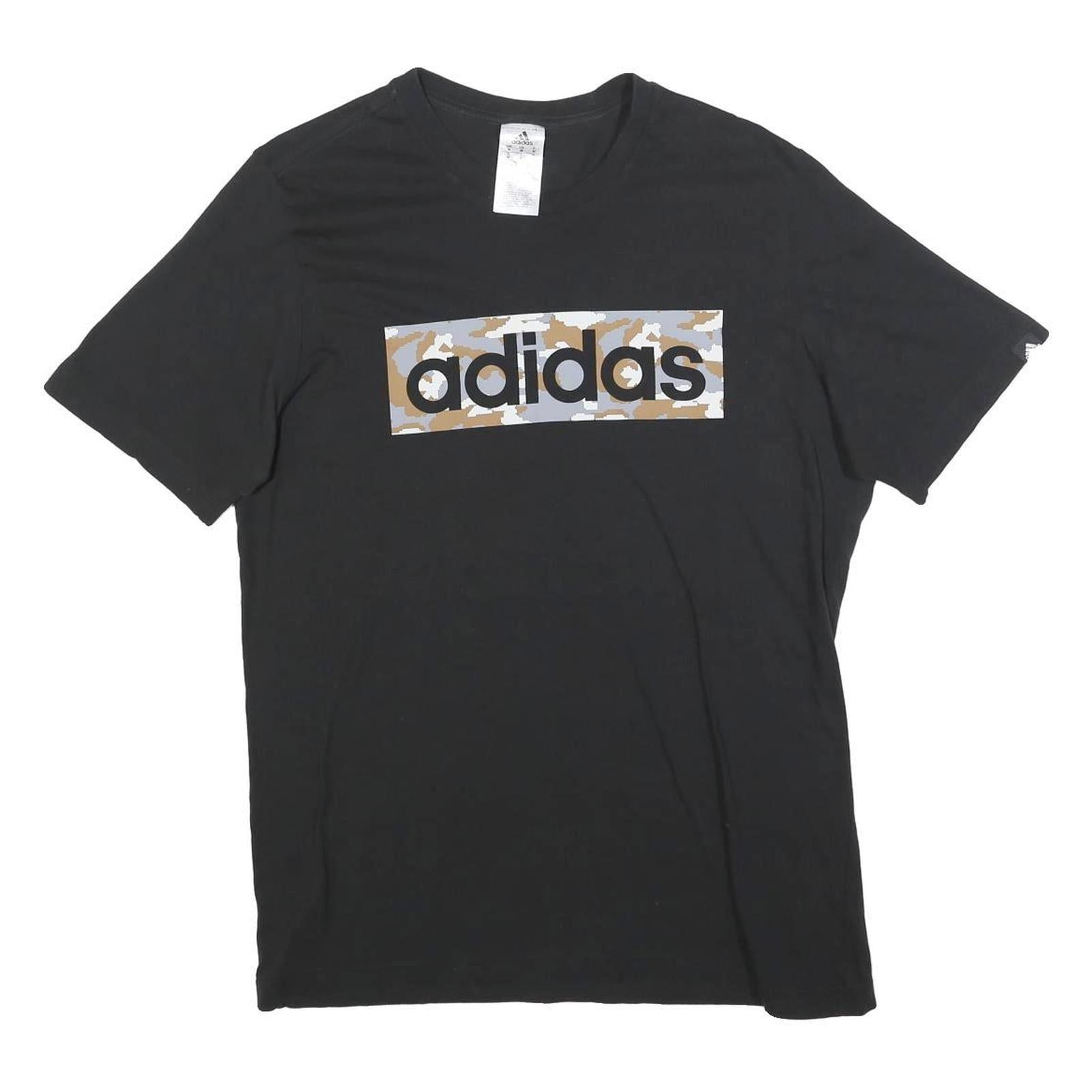 ADIDAS Mens Black Cotton Blend Graphic T-Shirt M Short Sleeve Crew Neck Casual Refurbished - N/A refurbished available on Cerqular