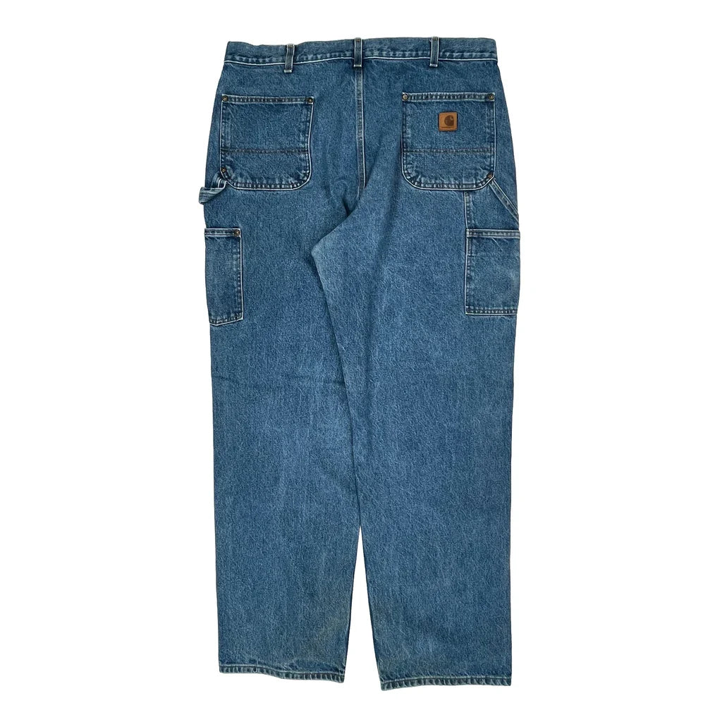 Carhartt Double Knee Carpenter Jeans - 40W 32L Blue Cotton Refurbished - Thrifted (note: this is a term often used to describe second- refurbished available on Cerqular