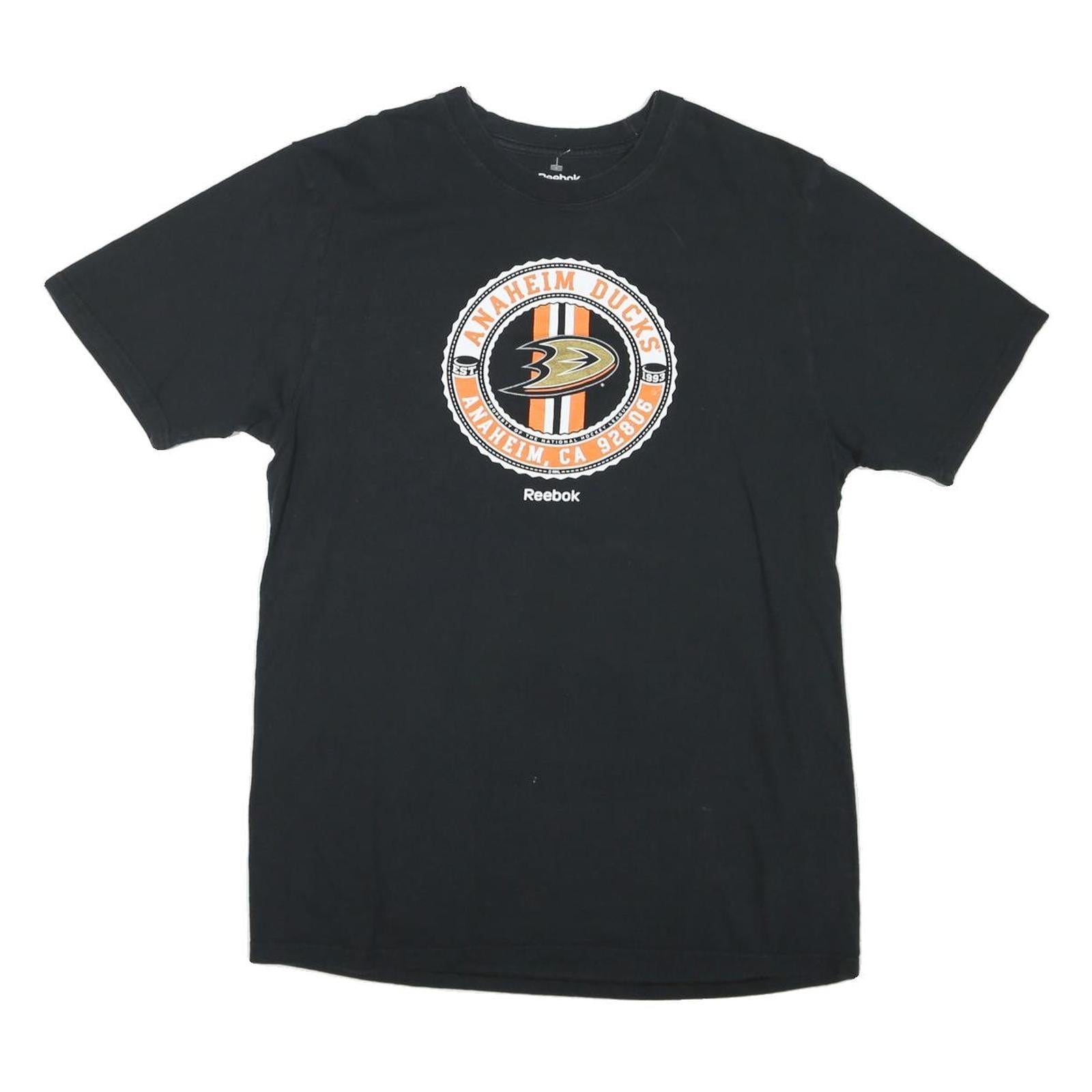 REEBOK Mens Black Anaheim Ducks Graphic T-Shirt L Short Sleeve Crew Neck Sports Refurbished - N/A refurbished available on Cerqular