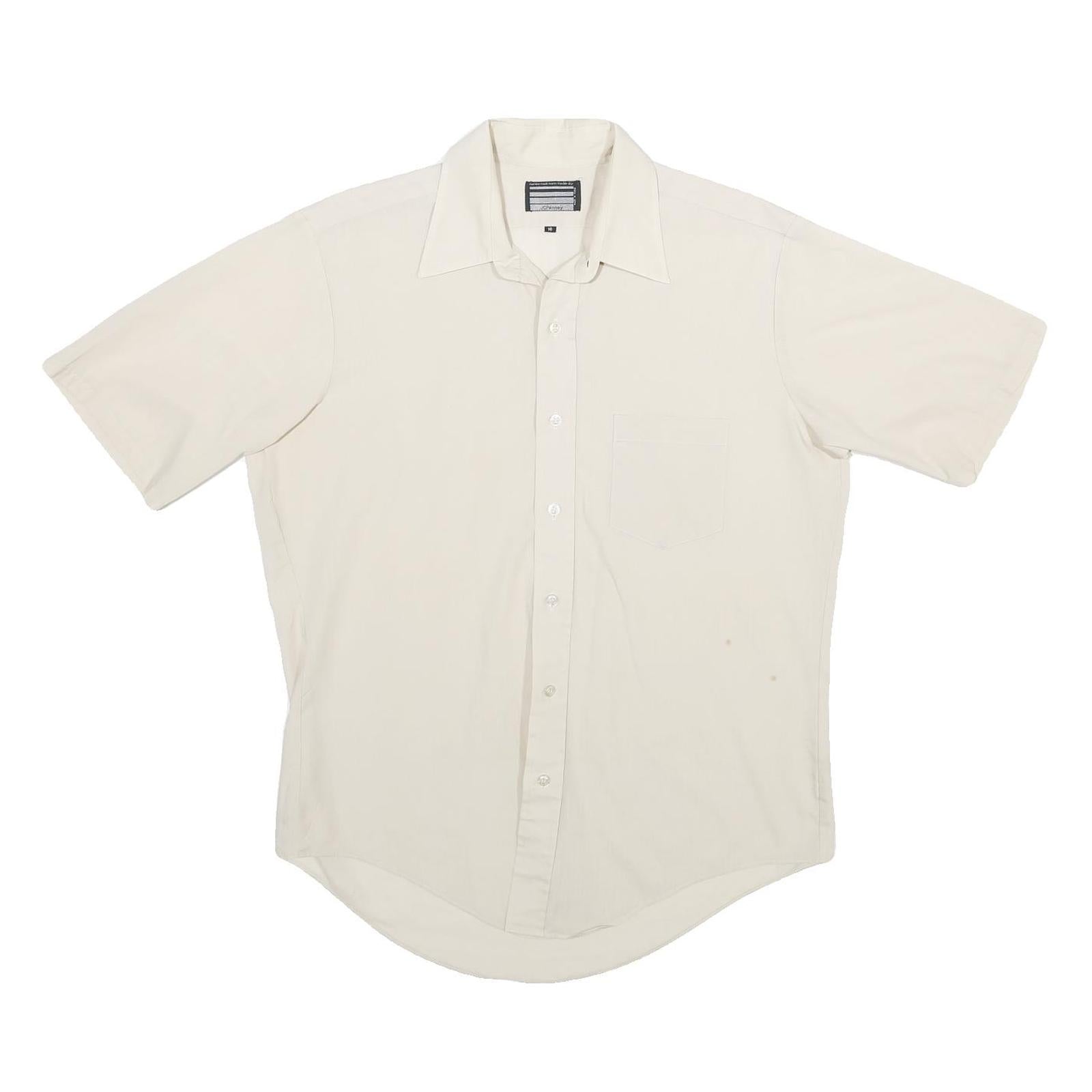 JC PENNEY Mens White Plain Shirt L Classic Fit Button Front Lightweight Refurbished - N/A refurbished available on Cerqular