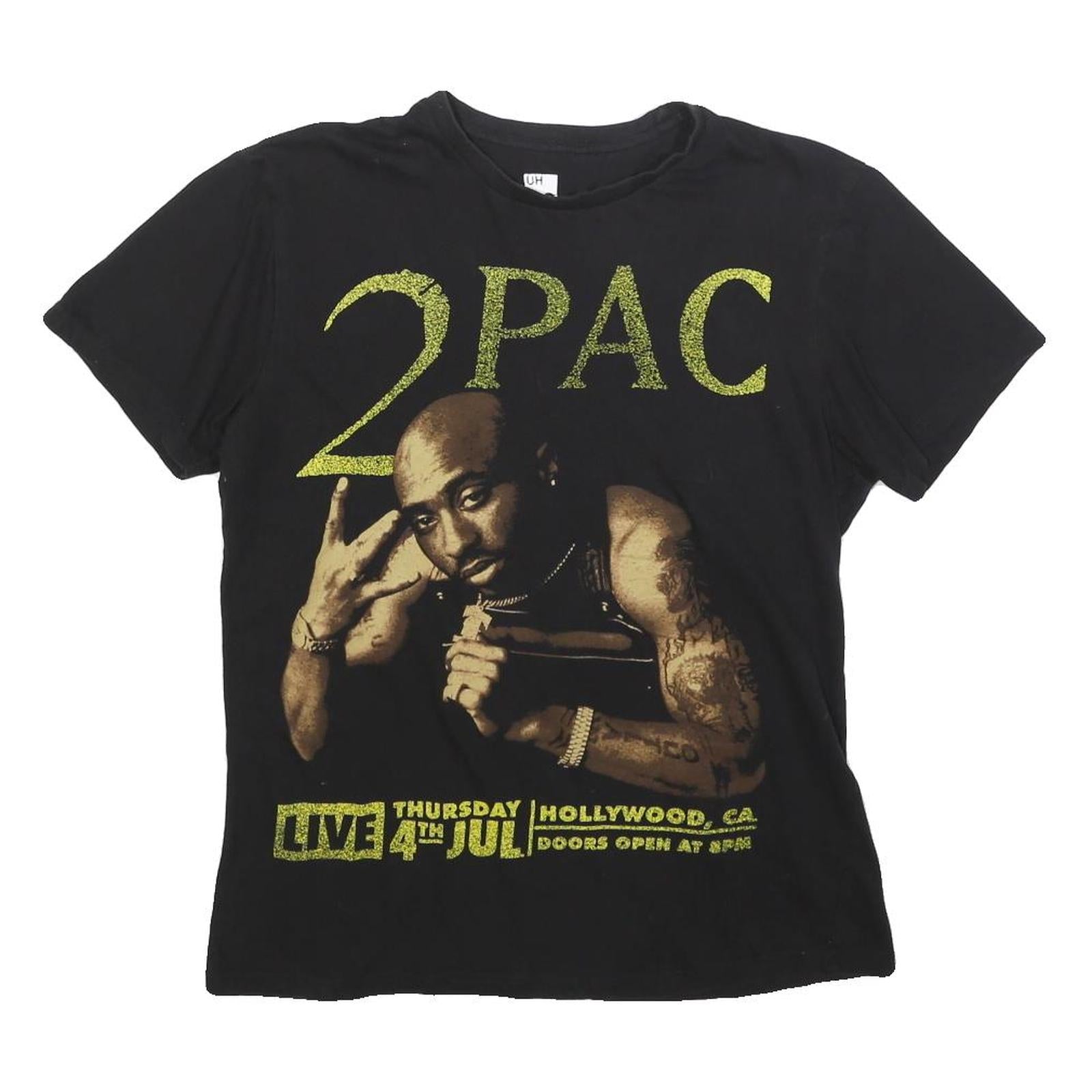 UH Womens Black 2PAC Graphic T-Shirt M Short Sleeve Crew Neck Cotton Blend Refurbished - N/A refurbished available on Cerqular