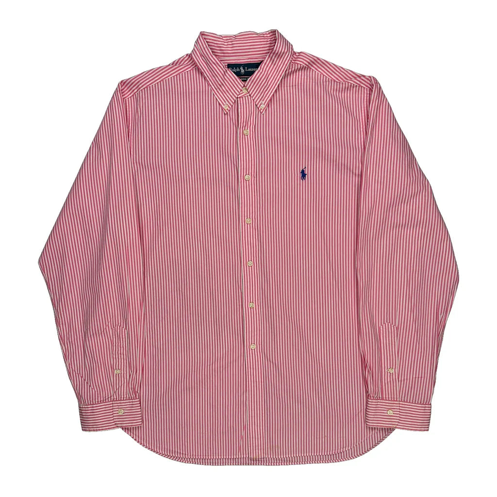 Ralph Lauren Striped Shirt - 2XL Red Cotton Refurbished - Thrifted (note: this is a term often used to describe second- refurbished available on Cerqular
