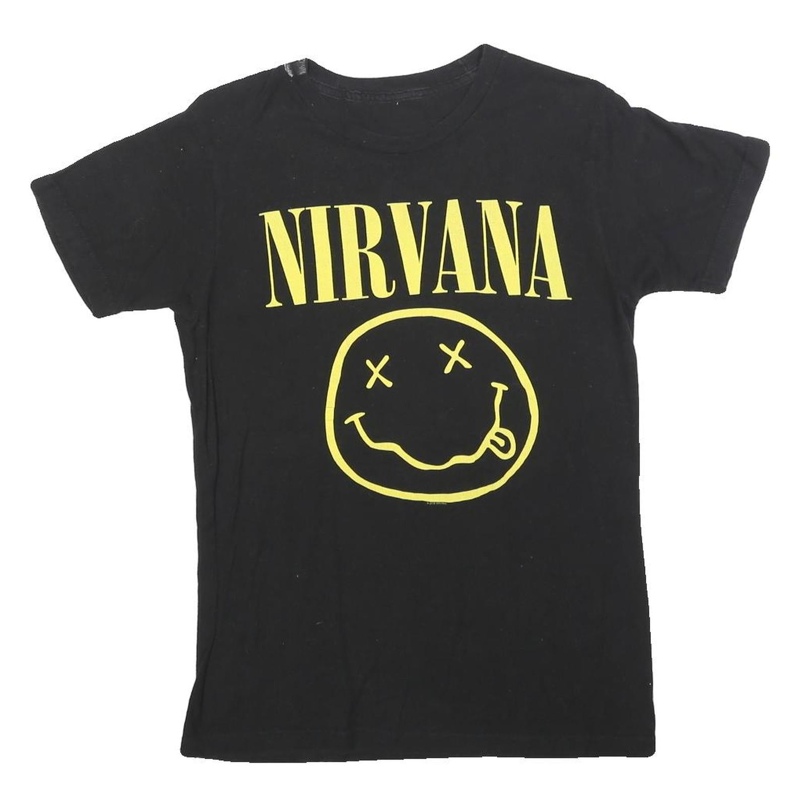 Mens Black Nirvana Graphic T-Shirt S Short Sleeve Crew Neck Band Logo Refurbished - N/A refurbished available on Cerqular