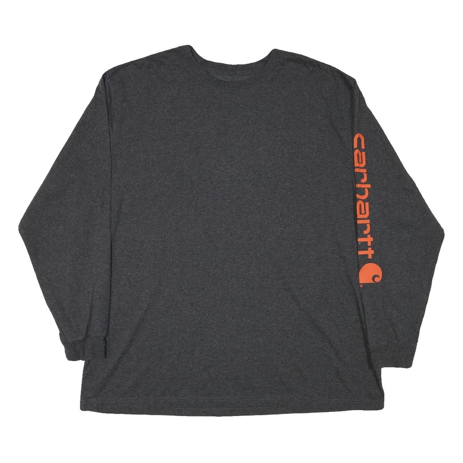 CARHARTT Mens Charcoal Grey Long Sleeve Crew Neck 2XL Cotton Blend Logo Sleeve Refurbished - N/A refurbished available on Cerqular
