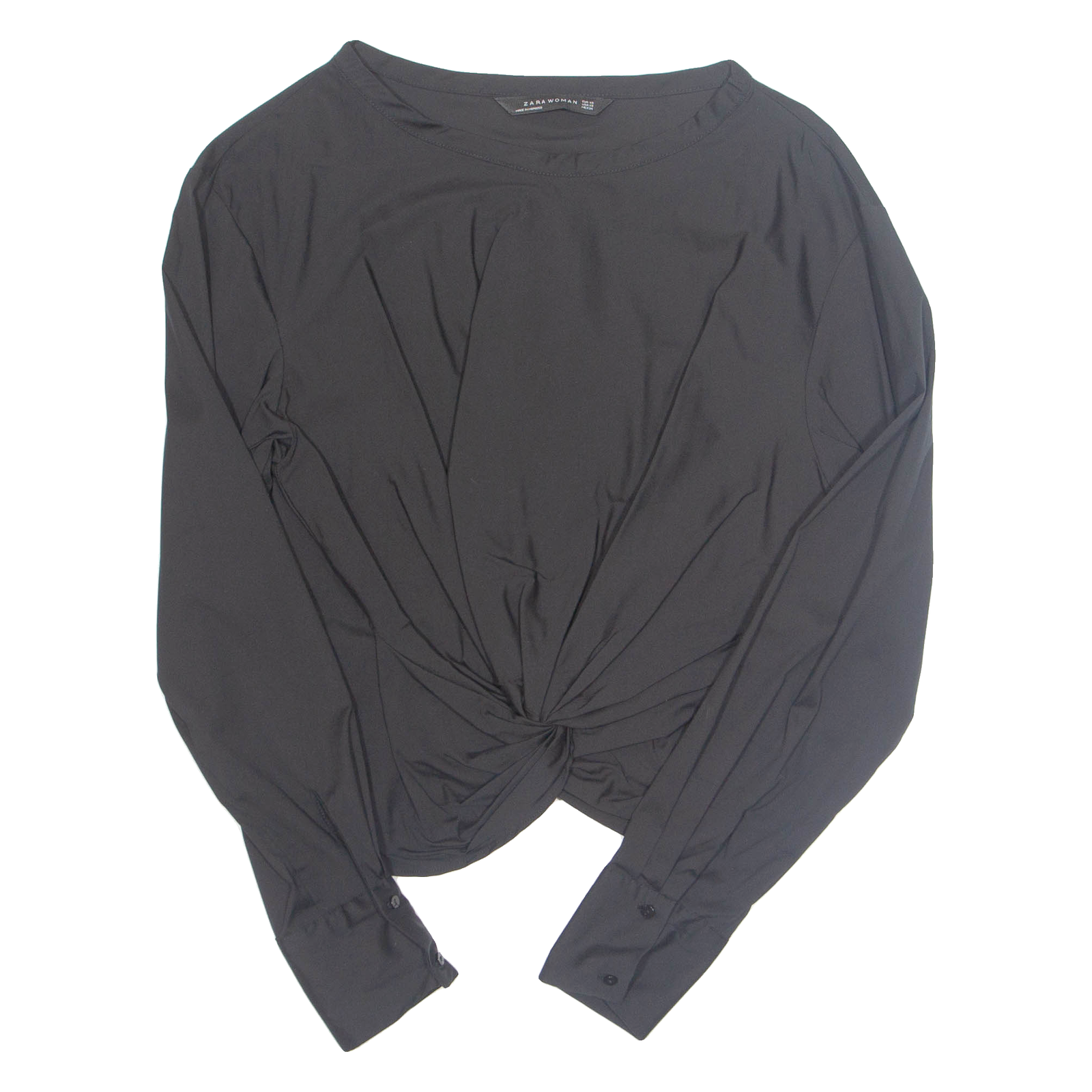 ZARA Womens Wrap Shirt Black Long Sleeve XS Refurbished - N/A refurbished available on Cerqular