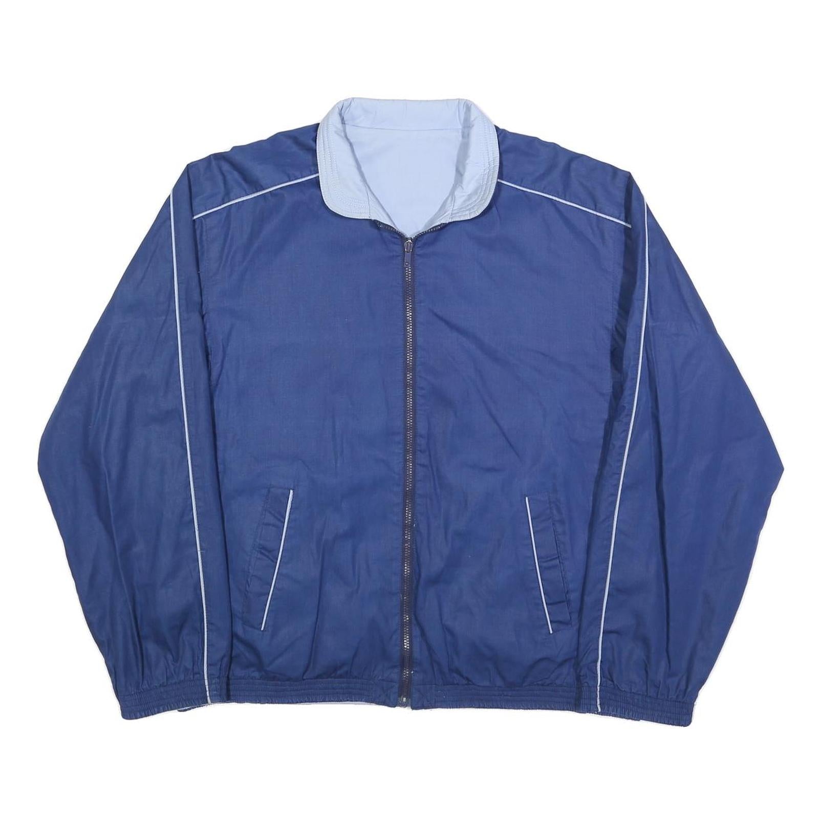 FREE LOOK Mens Blue Lightweight Reversible Jacket L Cotton Blend Zip Casual Refurbished - N/A refurbished available on Cerqular