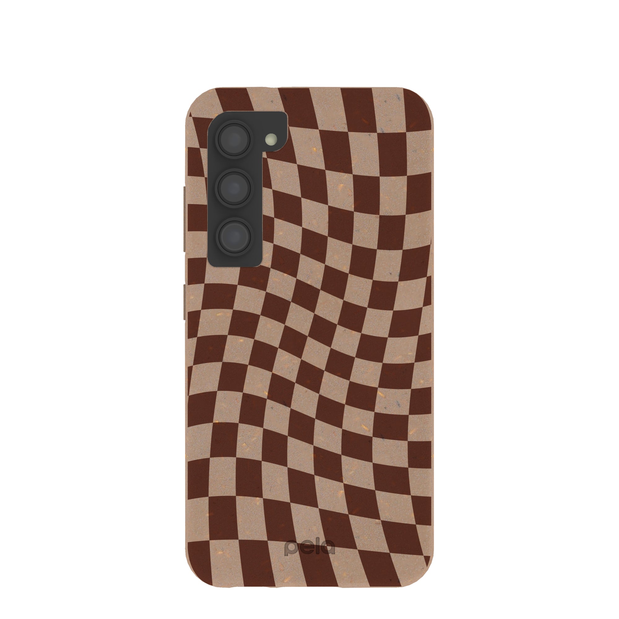 Chocolate Brown Cafe Check Samsung Galaxy S23 Case Refurbished - Pela Case refurbished available on Cerqular