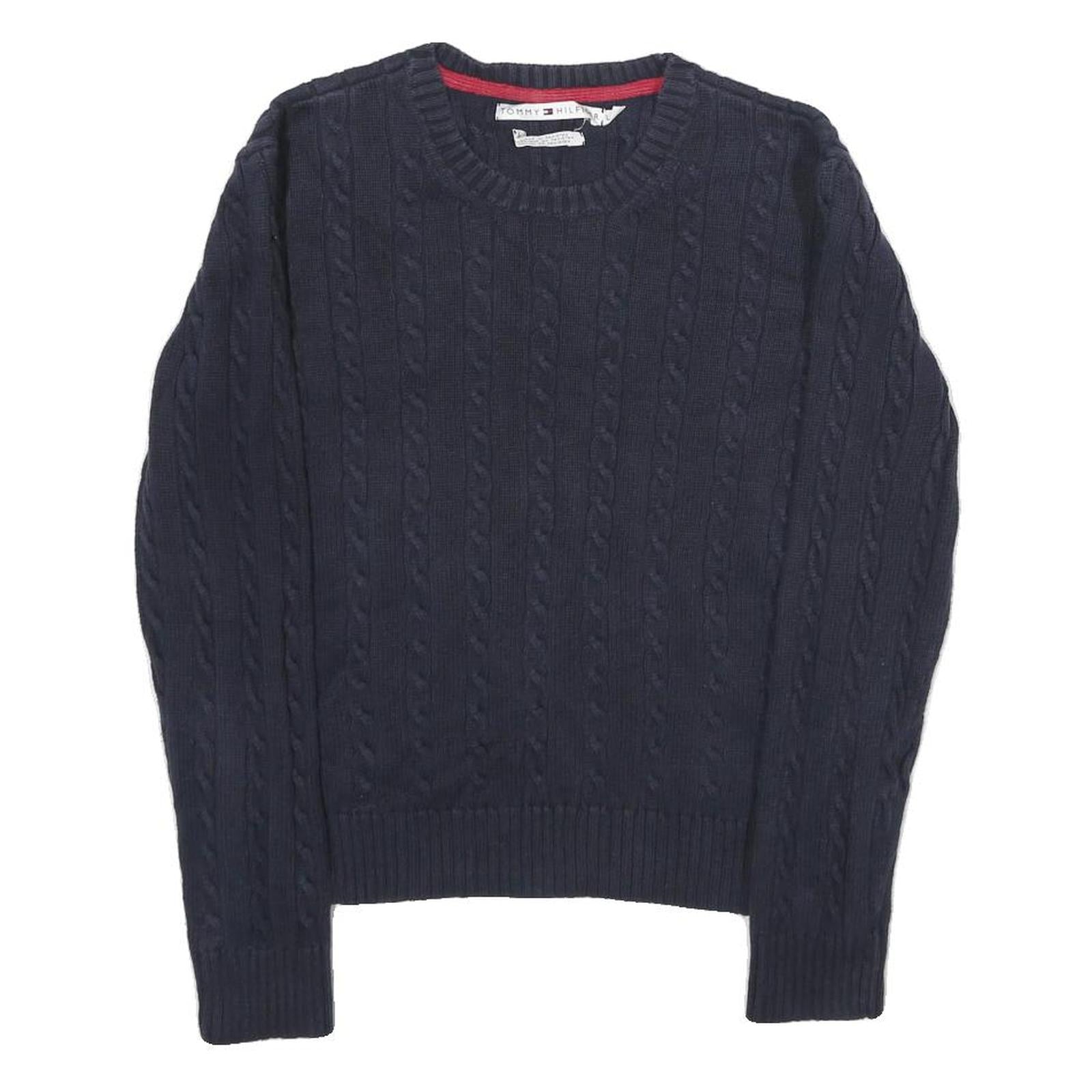 Buy TOMMY HILFIGER Womens Navy Blue Patterned Jumper Crew Neck Cable Knit L Cotton Refurbished - $49.39 TOMMY HILFIGER Womens Navy Blue Patterned Jumper Crew Neck Cable Knit L Cotton Refurbished - N/A refurbished available on Cerqular
