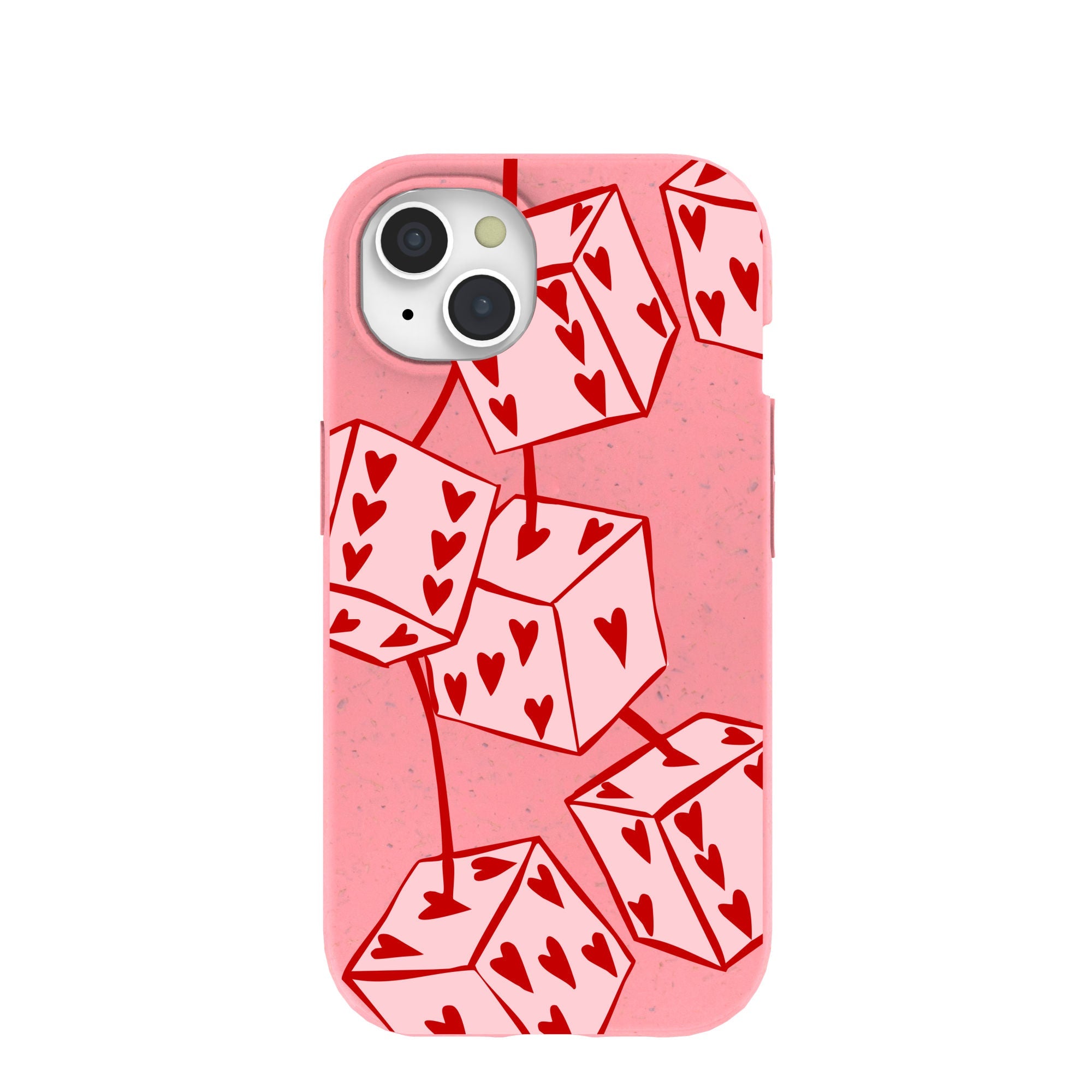 Bubblegum Pink Dicey Cherries iPhone 15 Case Refurbished - Pela Case refurbished available on Cerqular