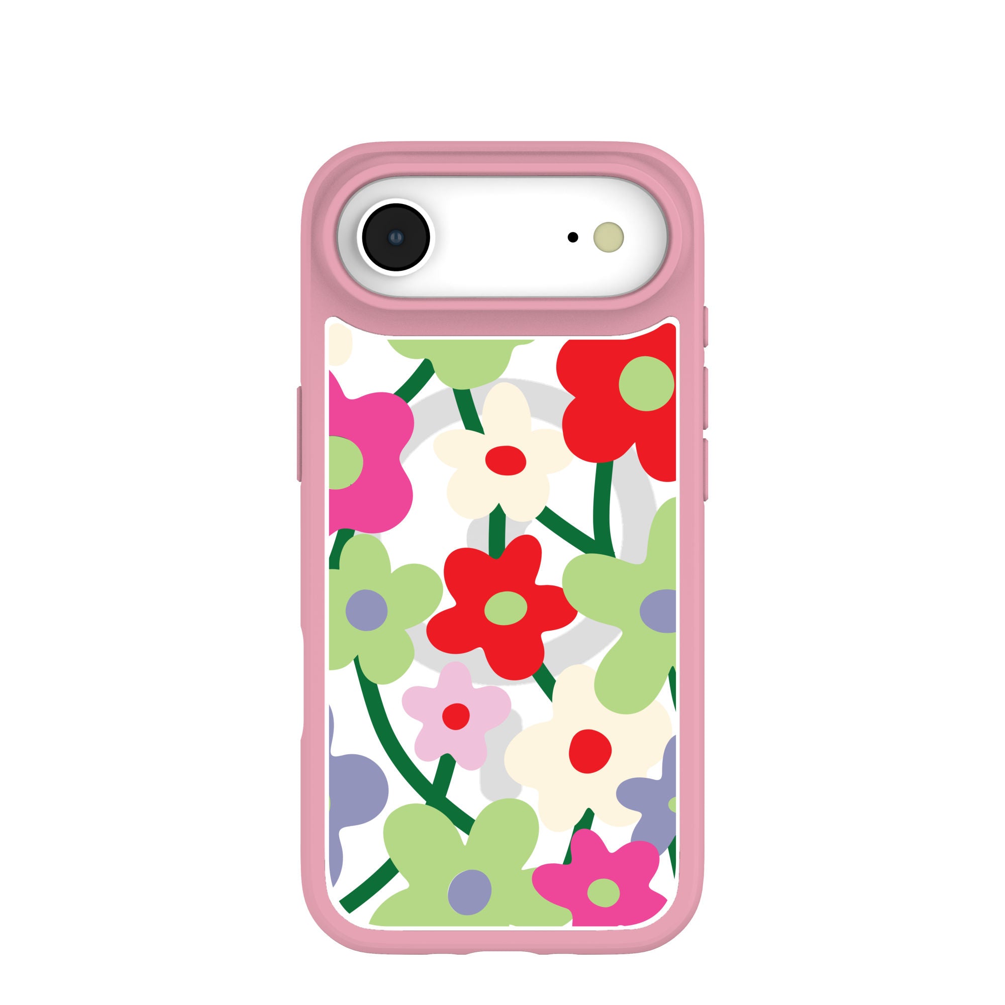 Clear Poppy Flora iPhone Air Case With Petal Pink Ridge (MagSafe included) Refurbished - Pela Case refurbished available on Cerqular