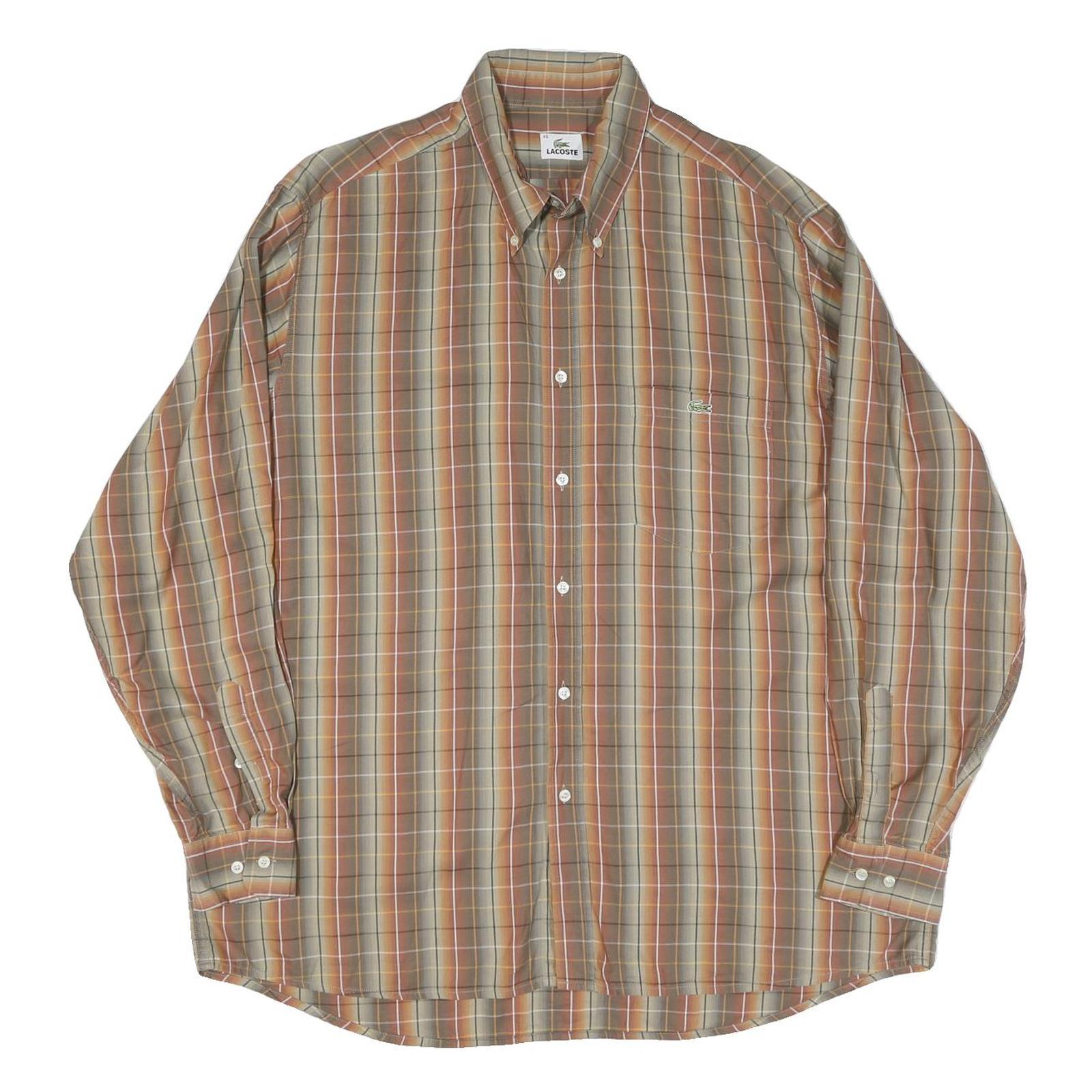 LACOSTE Mens Beige & Orange Check Shirt 2XL Cotton Blend Casual Wear Refurbished - N/A refurbished available on Cerqular