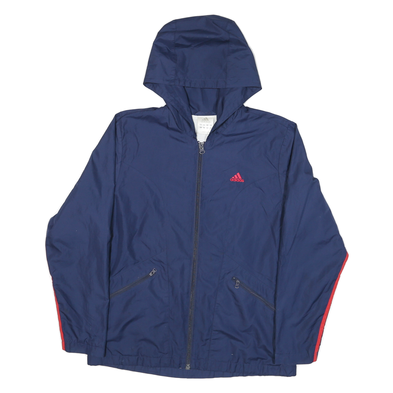 ADIDAS Mens Blue & Red Hooded Track Jacket M Nylon Zip Casual Sportswear Refurbished - N/A refurbished available on Cerqular