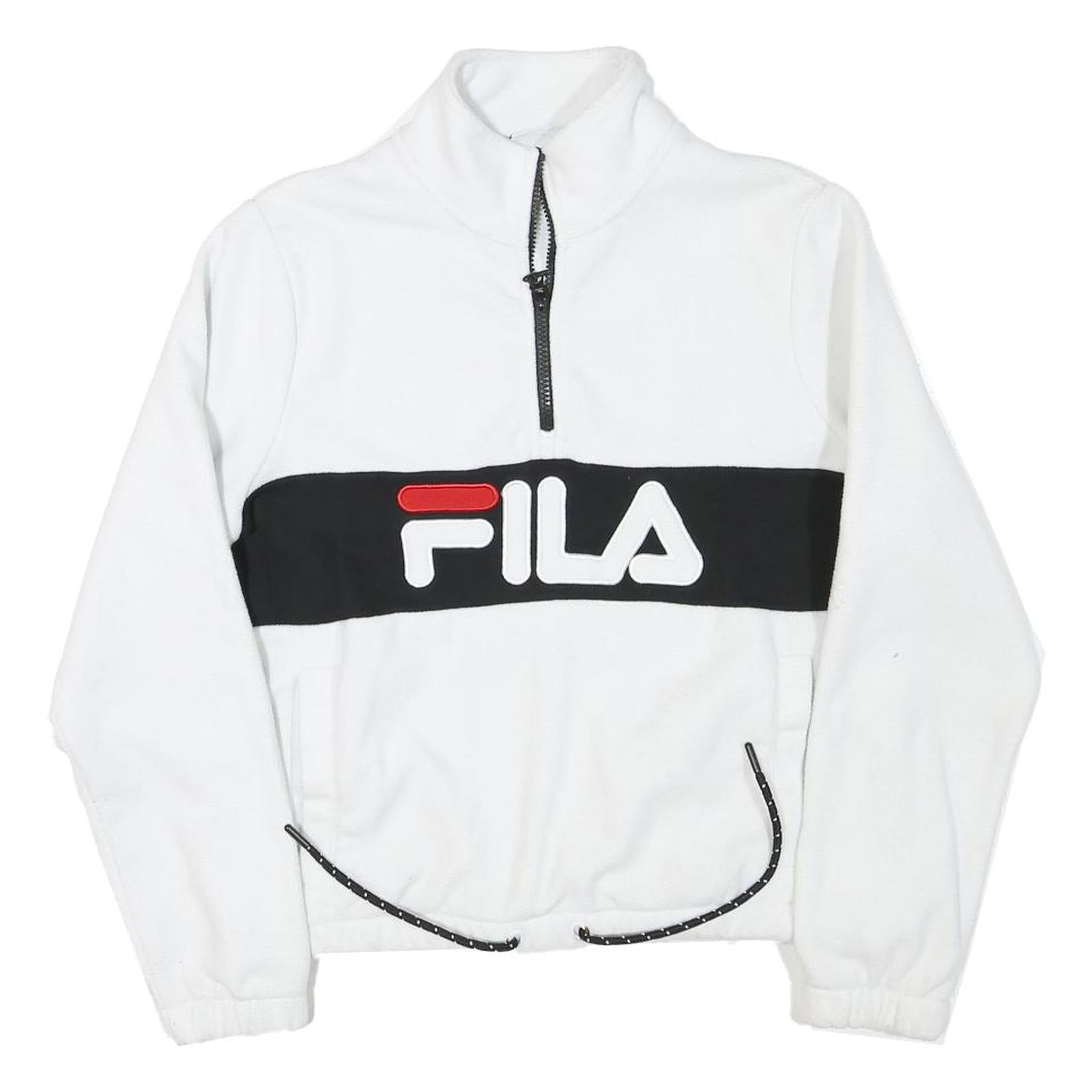 FILA Womens White & Black Logo Patterned Plain Half Zip Jumper XS Sportswear Refurbished - N/A refurbished available on Cerqular