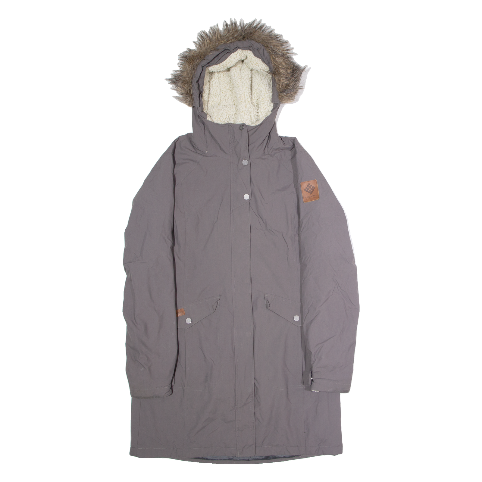 COLUMBIA Womens Parka Coat Grey Nylon Hooded M Refurbished - N/A refurbished available on Cerqular