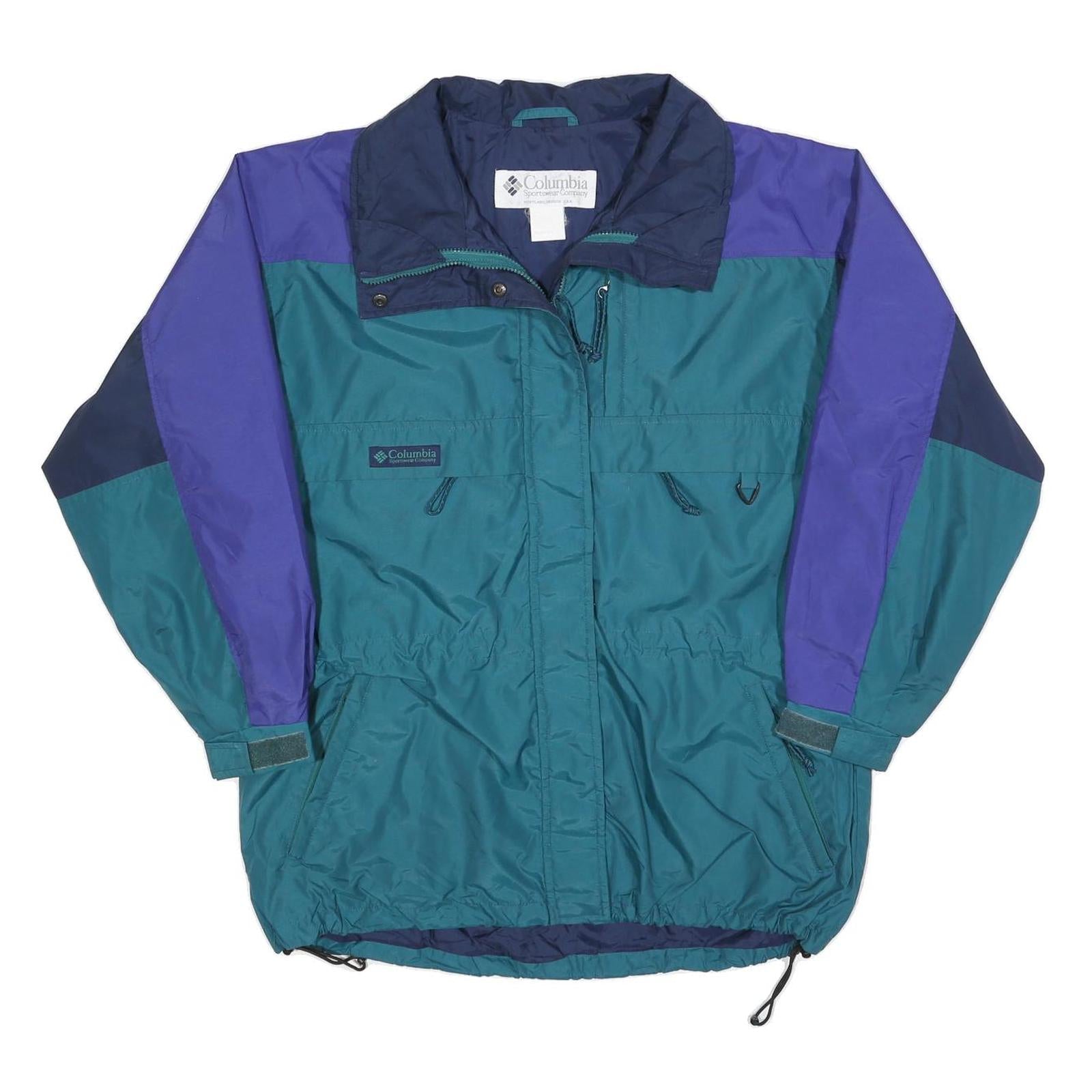COLUMBIA Womens Blue Green Zip Jacket L Polyester Blend Colourblock Outdoor Refurbished - N/A refurbished available on Cerqular