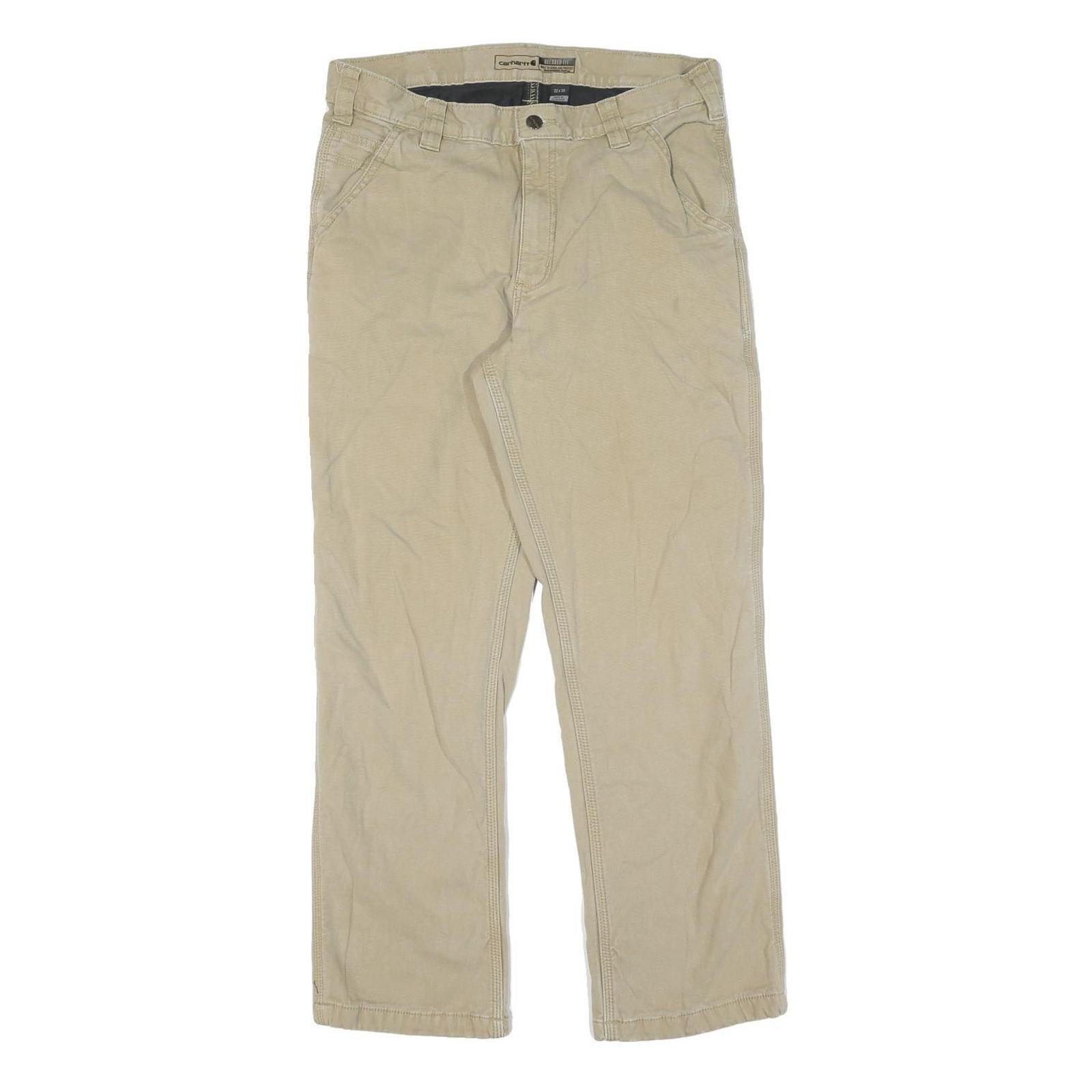 CARHARTT Mens Cotton Beige Regular Straight Trousers W33 L30 Workwear Zip Refurbished - N/A refurbished available on Cerqular