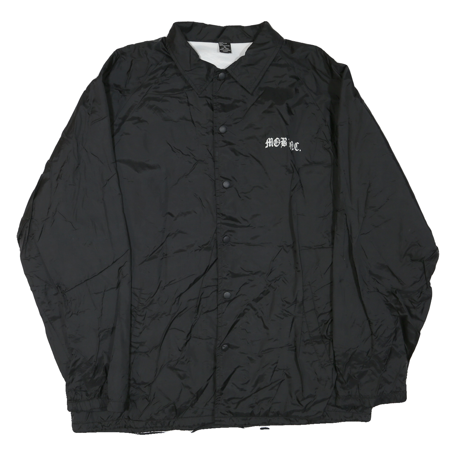 Mens Black Nylon Plain Button Jacket XL Classic Casual Lightweight Shell Refurbished - N/A refurbished available on Cerqular