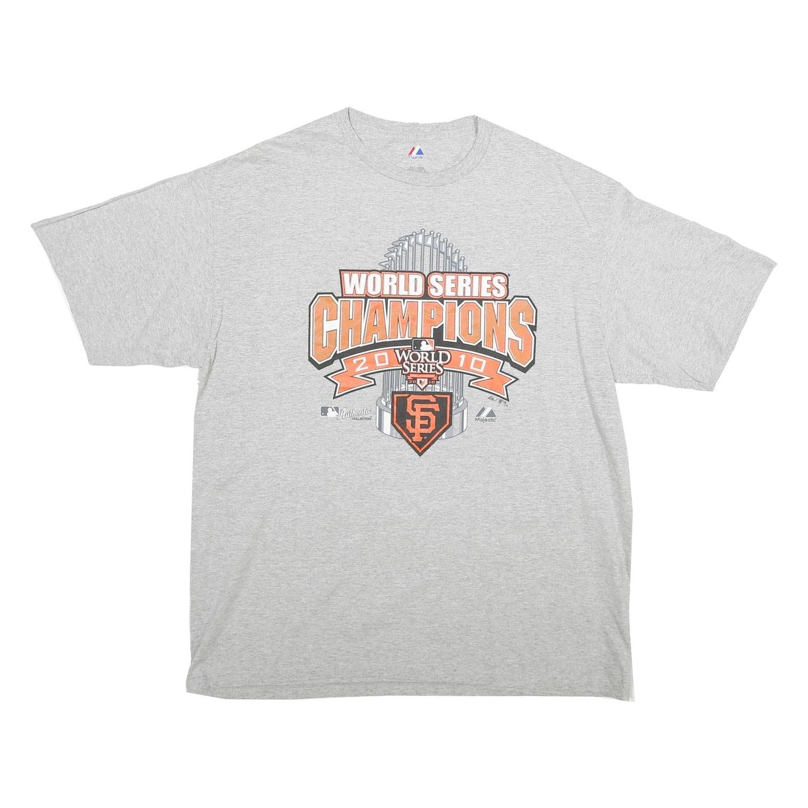 MAJESTIC Mens Grey World Series Champions 2010 Graphic T-Shirt XL Short Sleeve Refurbished - N/A refurbished available on Cerqular