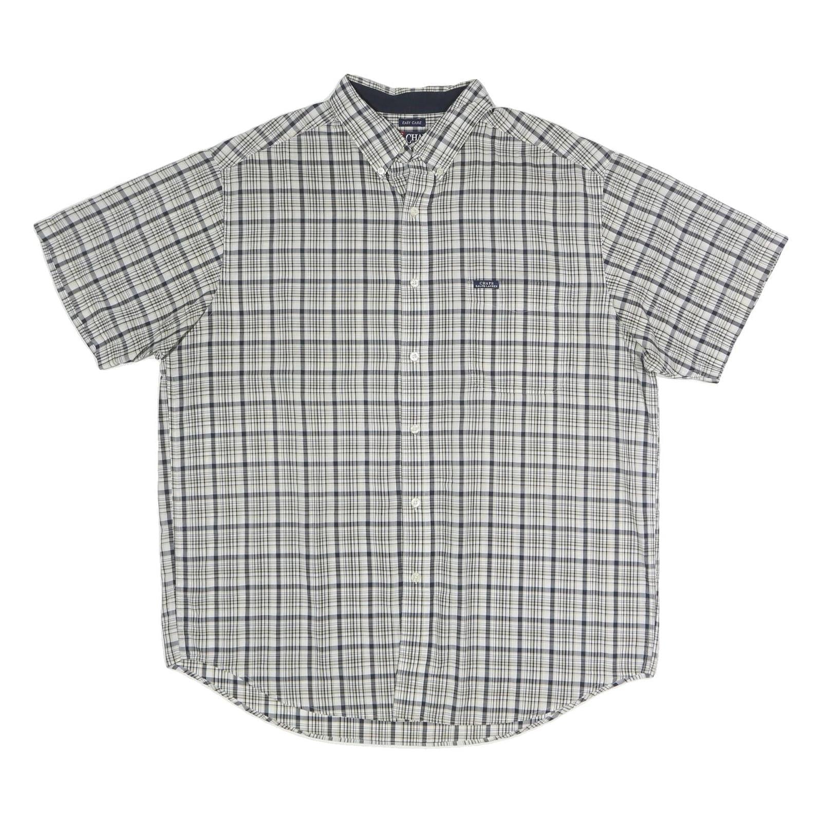 CHAPS RALPH LAUREN Mens White & Navy Checked Shirt XL Cotton Blend Casual Refurbished - N/A refurbished available on Cerqular