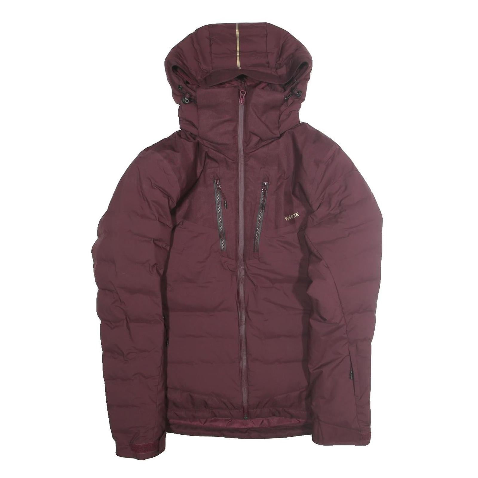 DECATHLON Womens Maroon Burgundy Puffer Jacket L Polyester Zip Hooded Sportswear Refurbished - N/A refurbished available on Cerqular