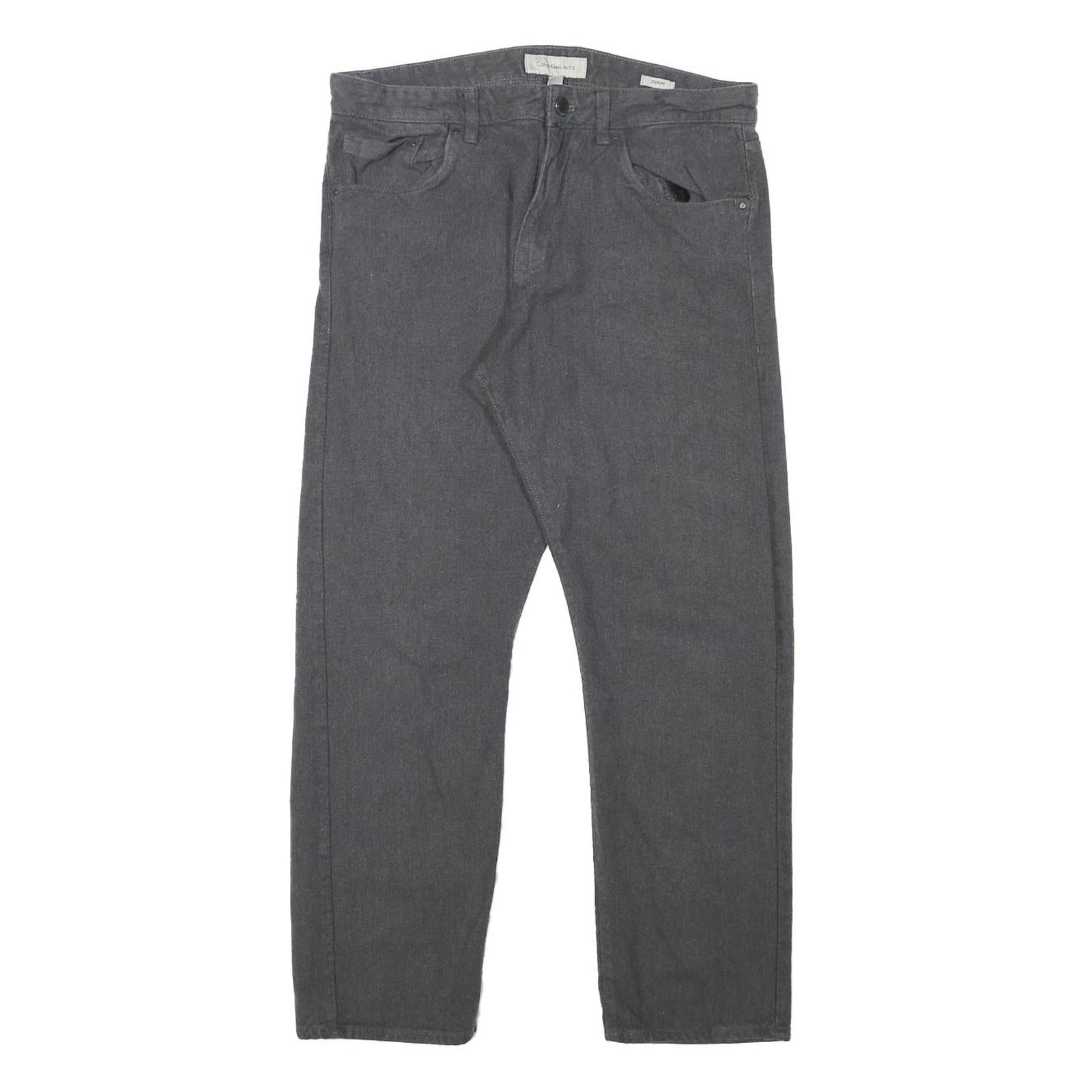 CALVIN KLEIN JEANS Mens Regular Fit Grey Cotton Blend Trousers W32 L27 Casual Refurbished - N/A refurbished available on Cerqular
