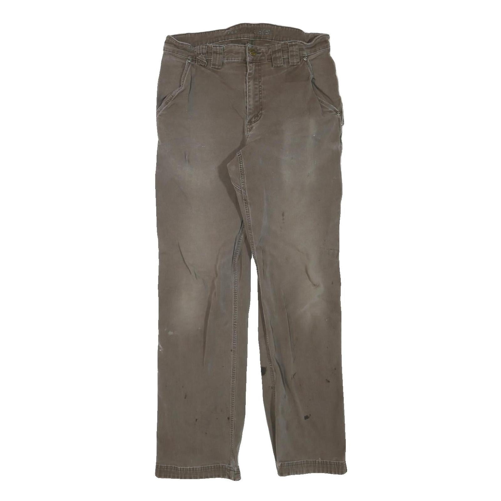 CARHARTT Mens Regular Fit Straight Cotton Blend Brown Workwear Trousers W32 L30 Refurbished - N/A refurbished available on Cerqular