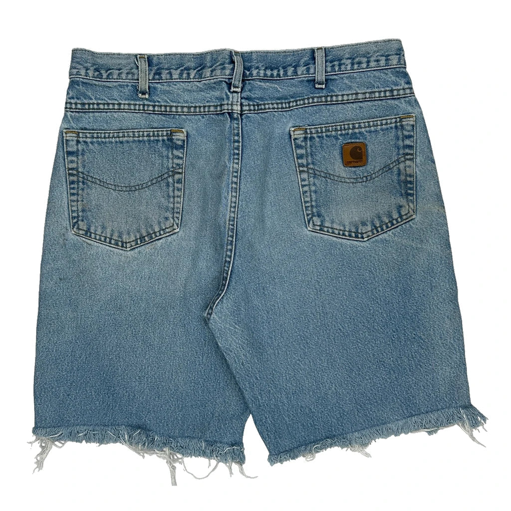 Carhartt Denim Shorts - 36W 9L Light Wash Denim Refurbished - Thrifted (note: this is a term often used to describe second- refurbished available on Cerqular