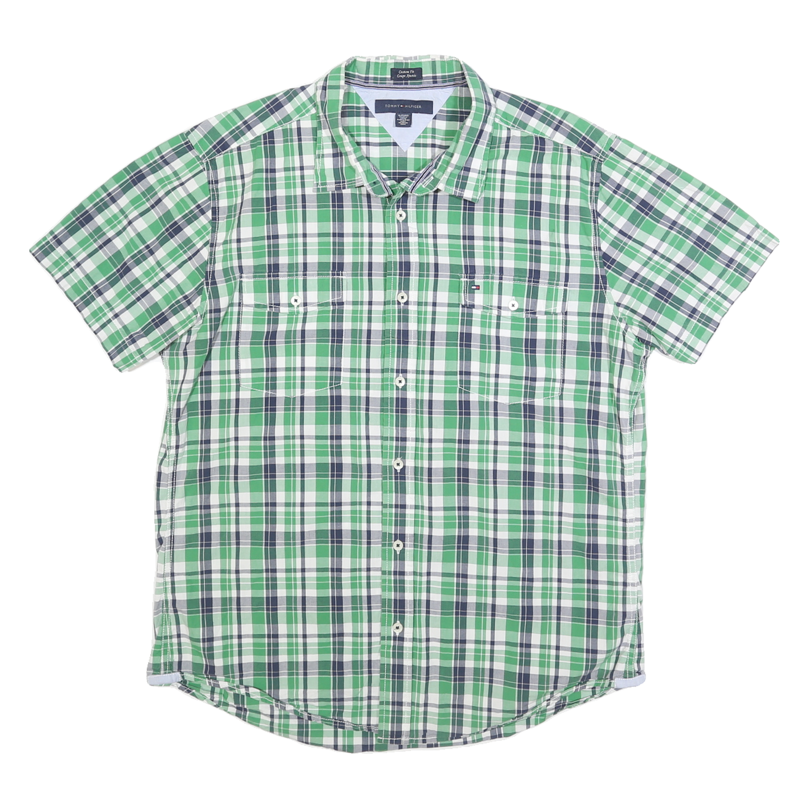 TOMMY HILFIGER Mens Green Shirt Check XL Casual Cotton Summer Refurbished - N/A refurbished available on Cerqular