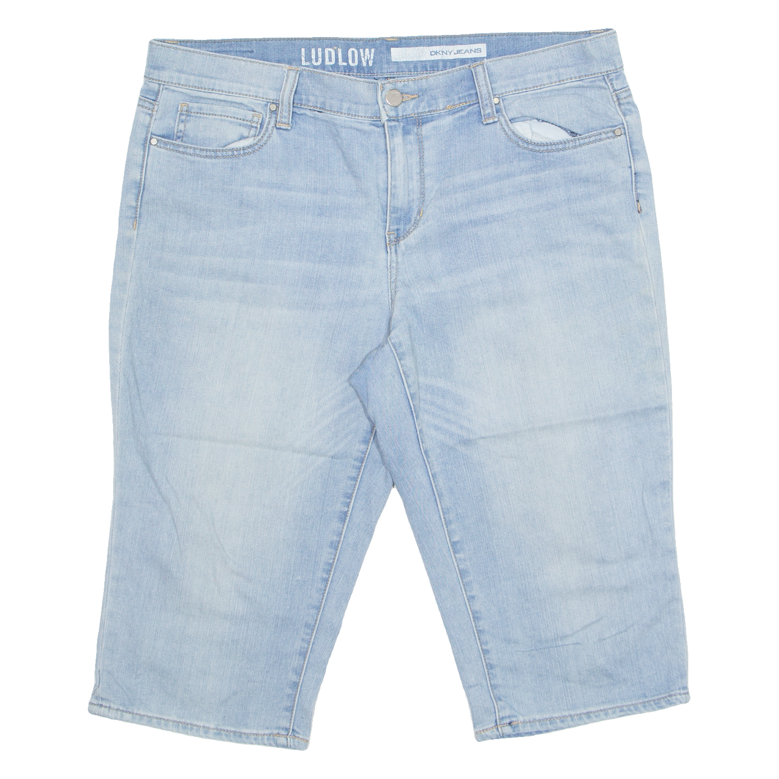 DKNY Womens Denim Shorts Blue UK 12 W36 Refurbished - N/A refurbished available on Cerqular