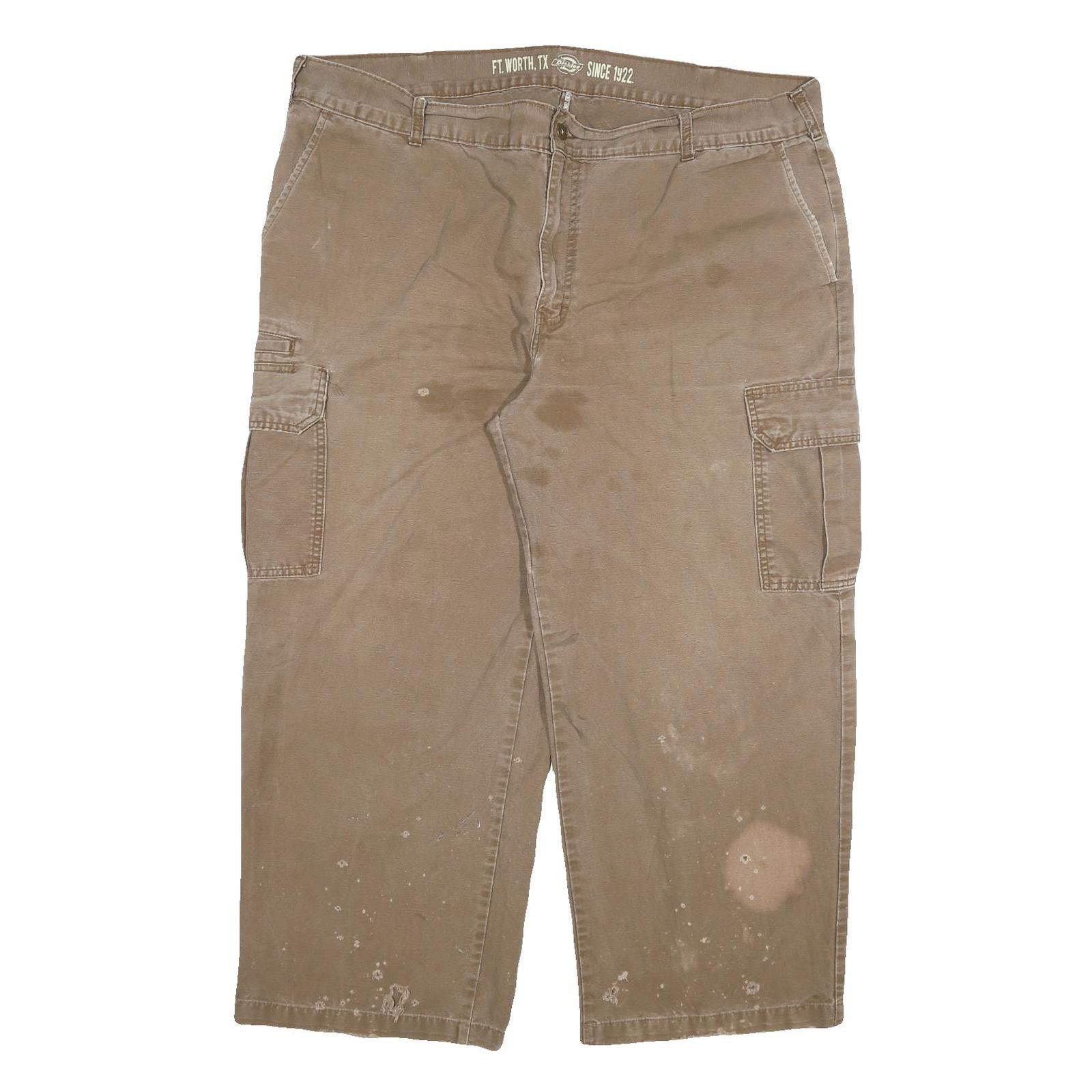 DICKIES Mens Relaxed Fit Cargo Cotton Blend Brown Trousers W44 L27 Workwear Refurbished - N/A refurbished available on Cerqular