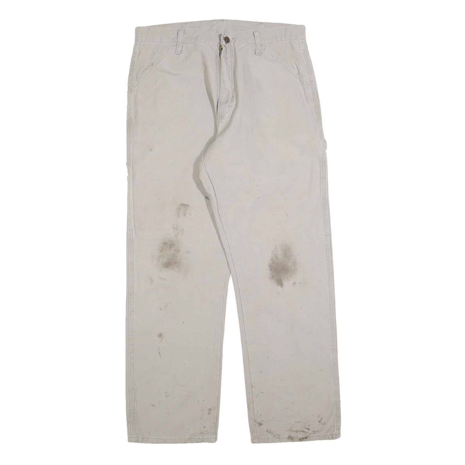 CARHARTT Mens Beige Cotton Blend Denim Regular Fit Straight Light W34 L32 Refurbished - N/A refurbished available on Cerqular