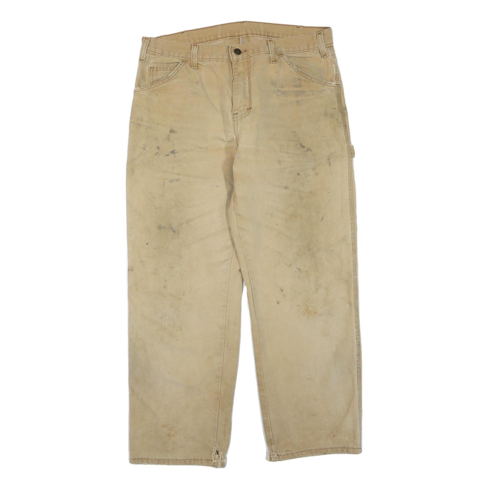 DICKIES Mens Cotton Blend Beige Regular Fit Straight Leg Trousers W34 L28 Refurbished - N/A refurbished available on Cerqular