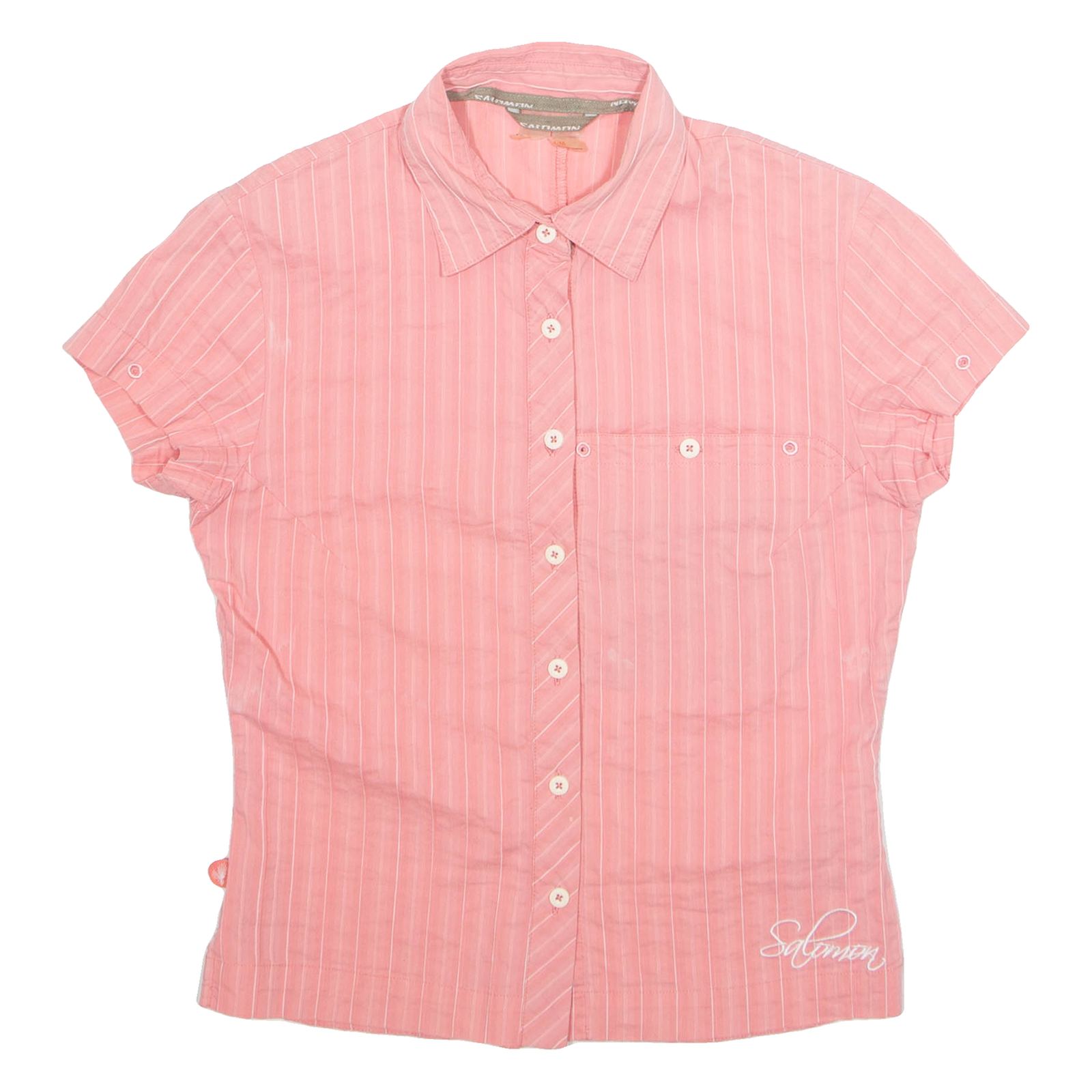 SALOMON Womens Shirt Pink Striped Short Sleeve M Refurbished - N/A refurbished available on Cerqular