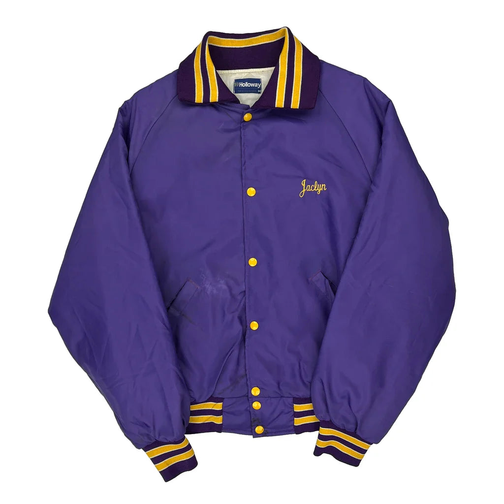 Indian Trail Band Holloway College Varsity Jacket - Medium Purple Polyester Refurbished - Thrifted (note: this is a term often used to describe second- refurbished available on Cerqular