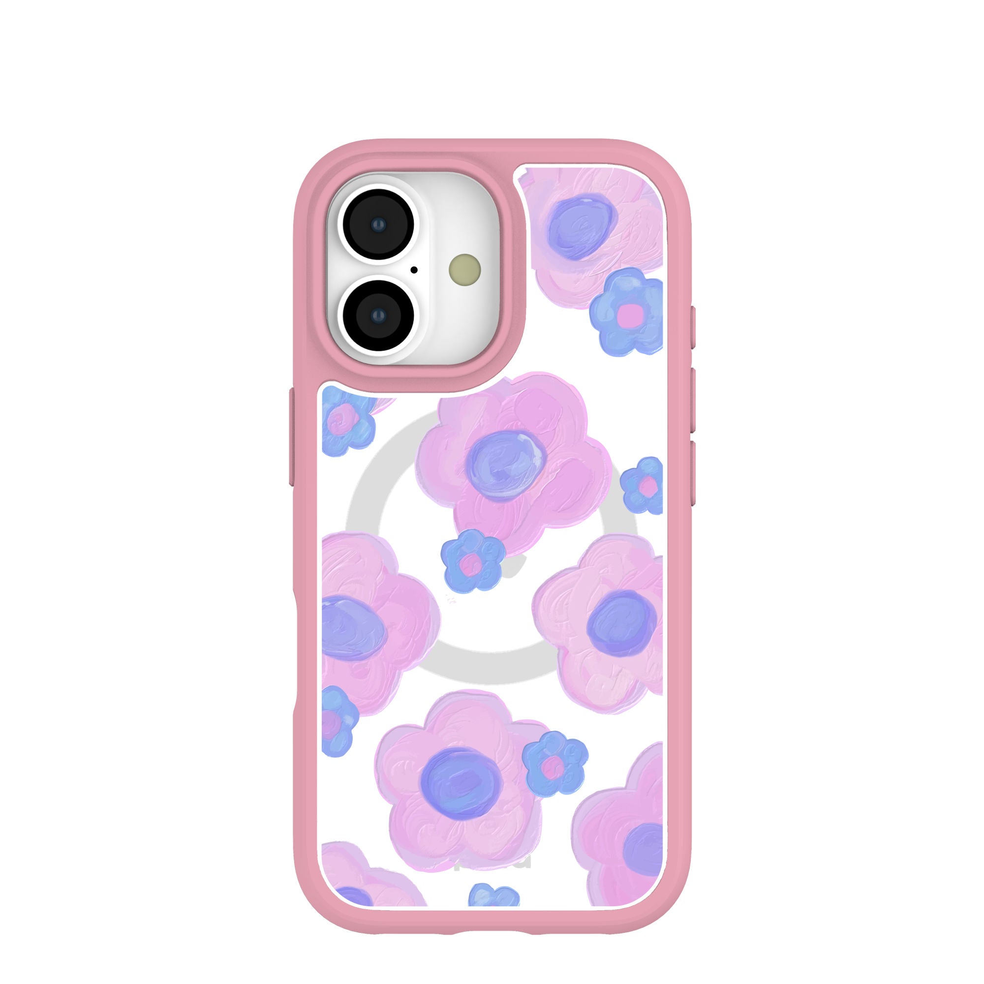Clear Blush Bloom iPhone 17 Case With Petal Pink Ridge (MagSafe included) Refurbished - Pela Case refurbished available on Cerqular