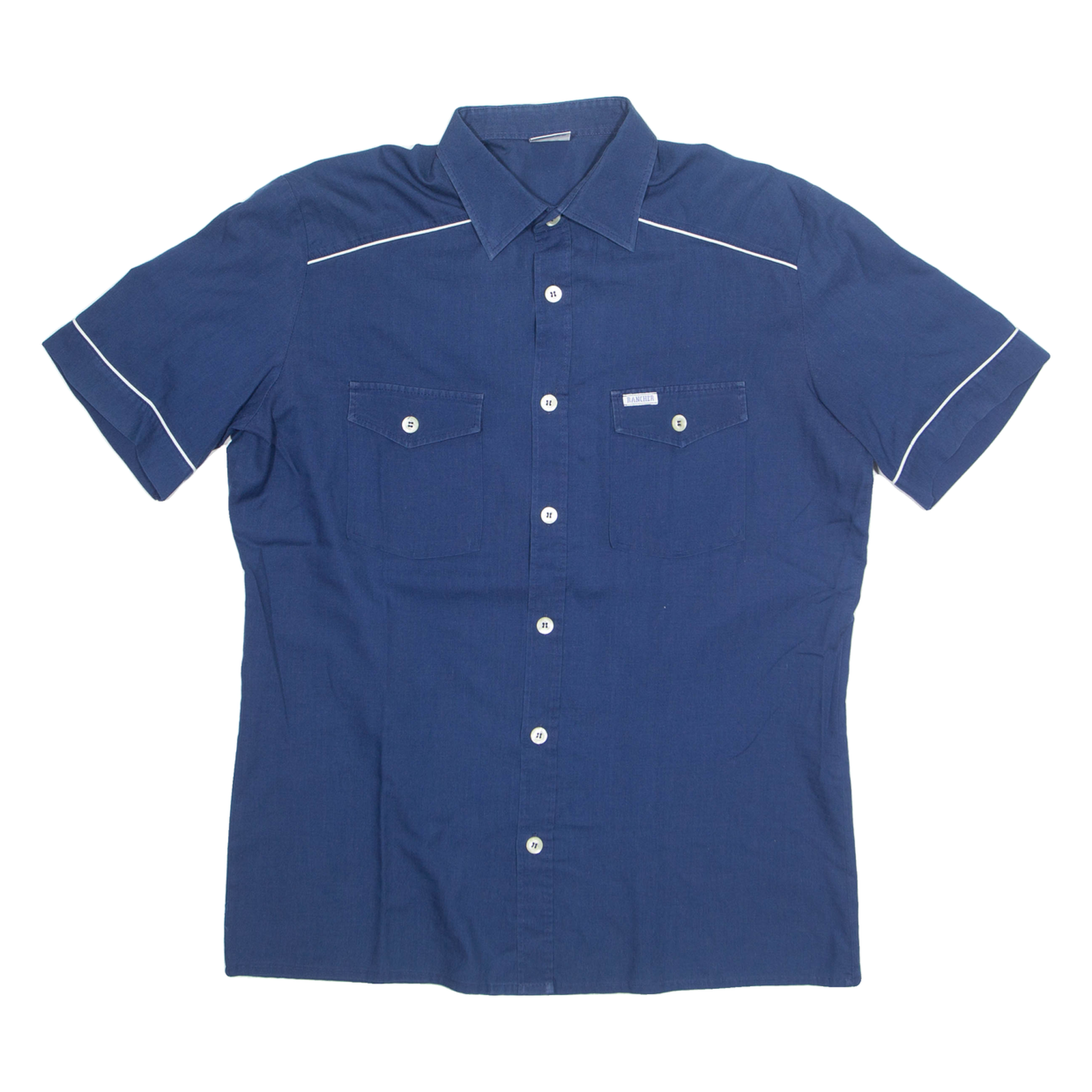 RANCHER Mens Plain Shirt Blue L Refurbished - N/A refurbished available on Cerqular