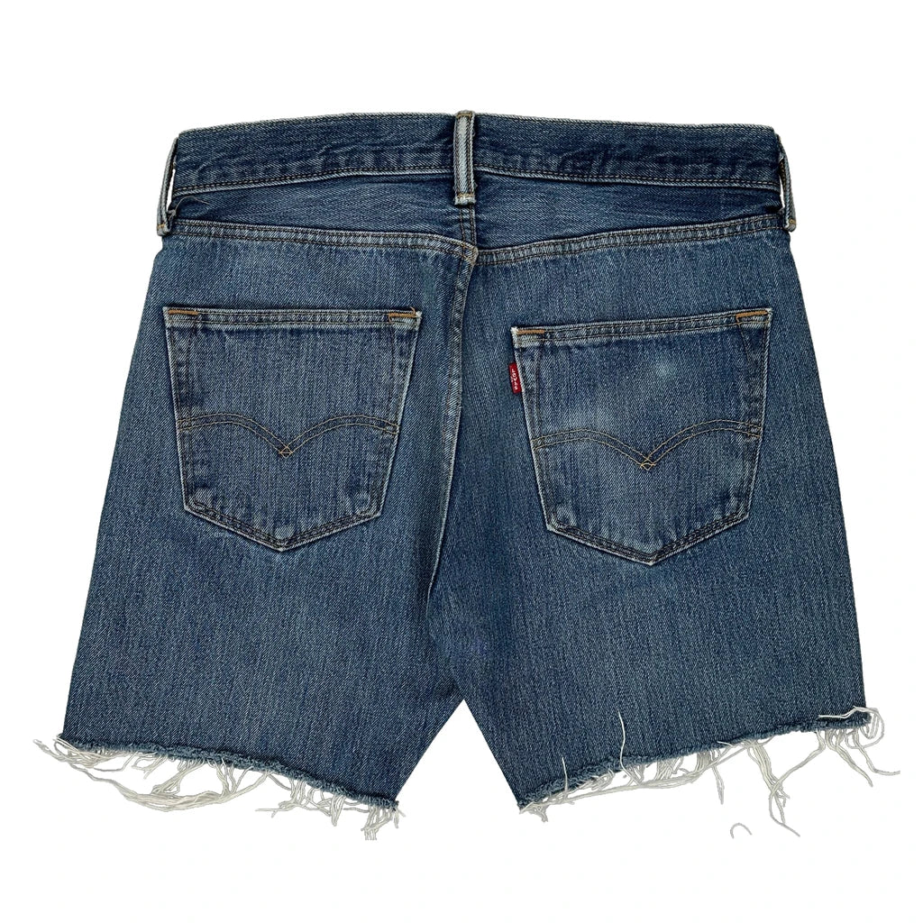 Levis Denim Shorts - 31W 7L Blue Denim Refurbished - Thrifted (note: this is a term often used to describe second- refurbished available on Cerqular