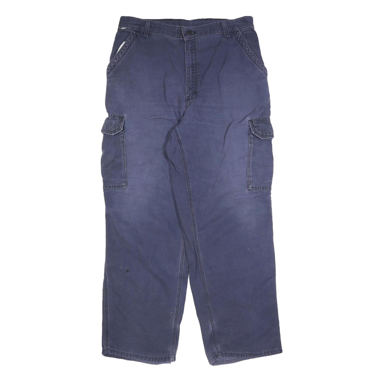 CARHARTT Mens Cotton Blend Navy Relaxed Straight Trousers W34 L32 Workwear Refurbished - N/A refurbished available on Cerqular
