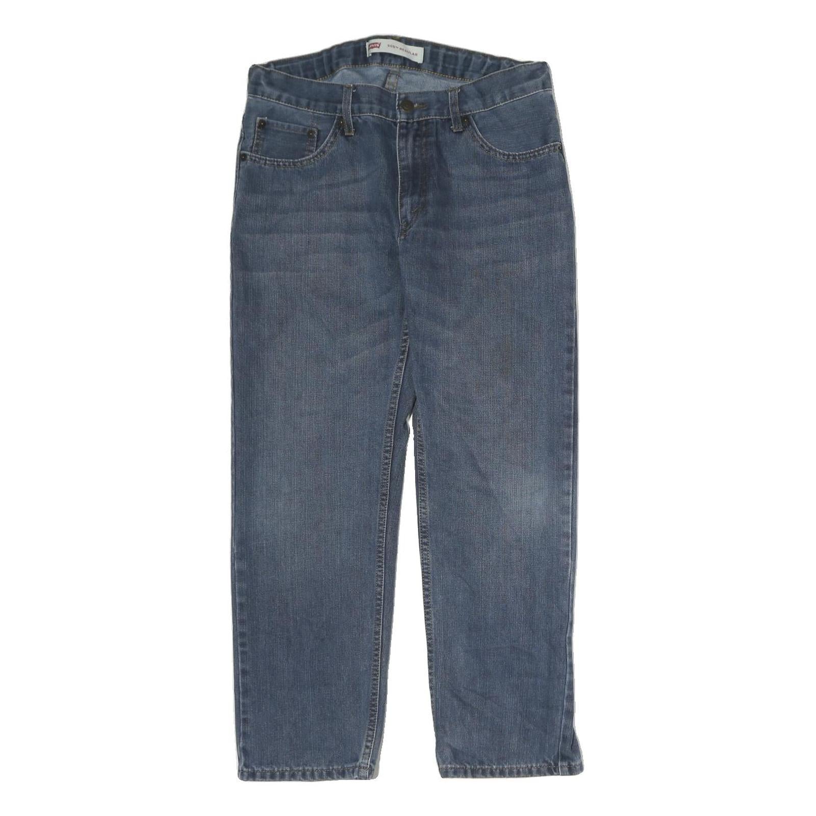 LEVI'S 505 Mens Jeans Blue Regular Straight Denim Medium W32 L27 Classic Zip Refurbished - N/A refurbished available on Cerqular