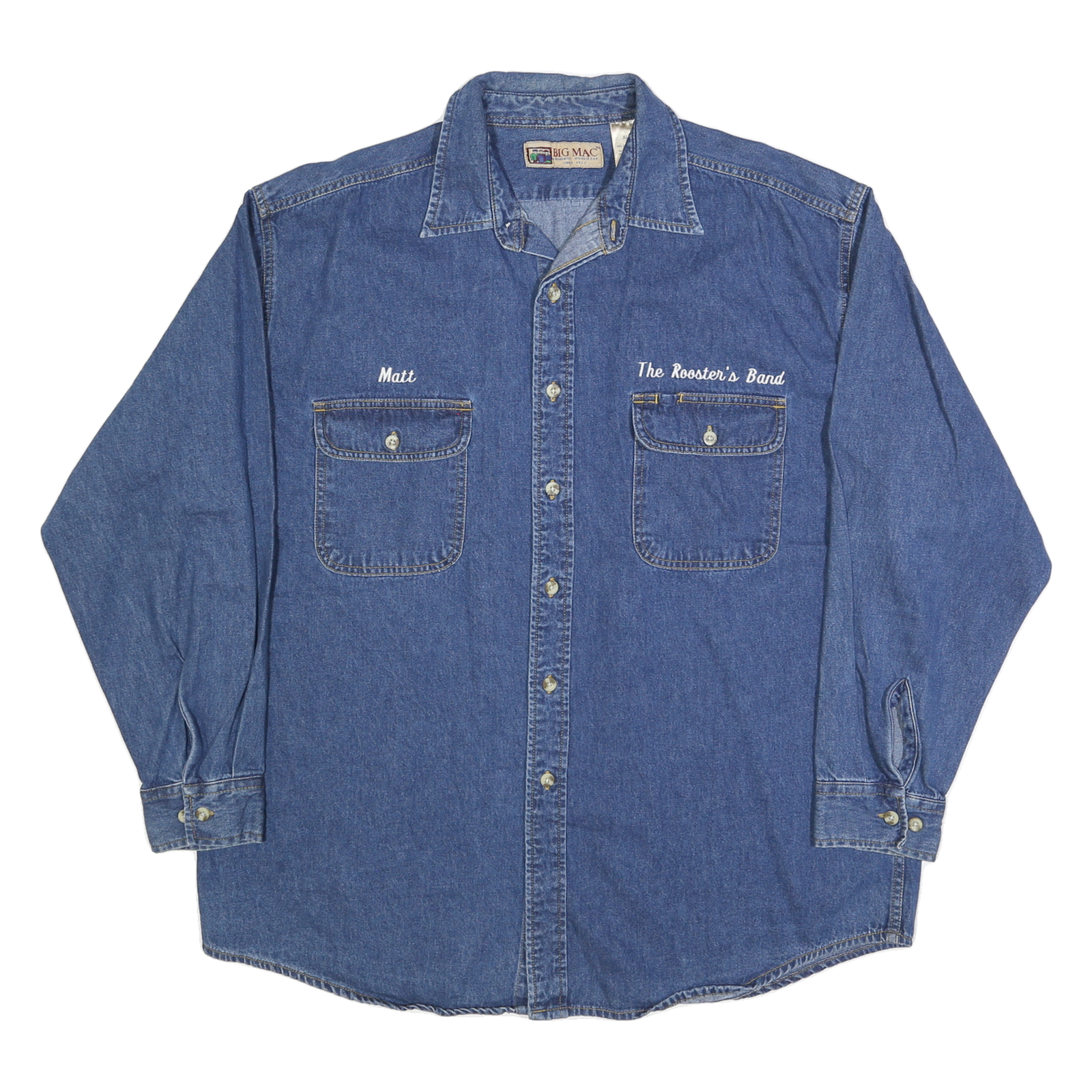 BIG MAC Mens Blue Denim Shirt XL Cotton Blend Button Front Workwear Casual Refurbished - N/A refurbished available on Cerqular