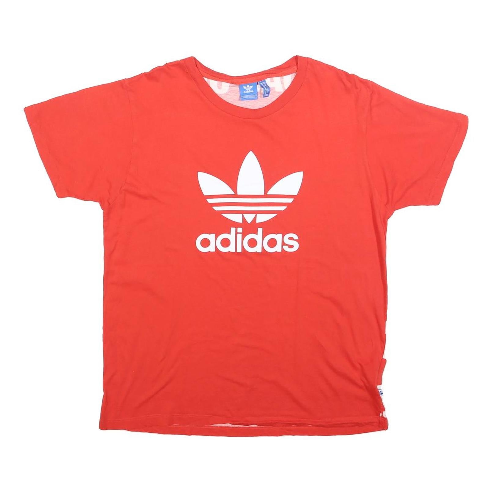 ADIDAS Womens Red Crew Neck Graphic T-Shirt UK 14 Short Sleeve Originals Logo Refurbished - N/A refurbished available on Cerqular