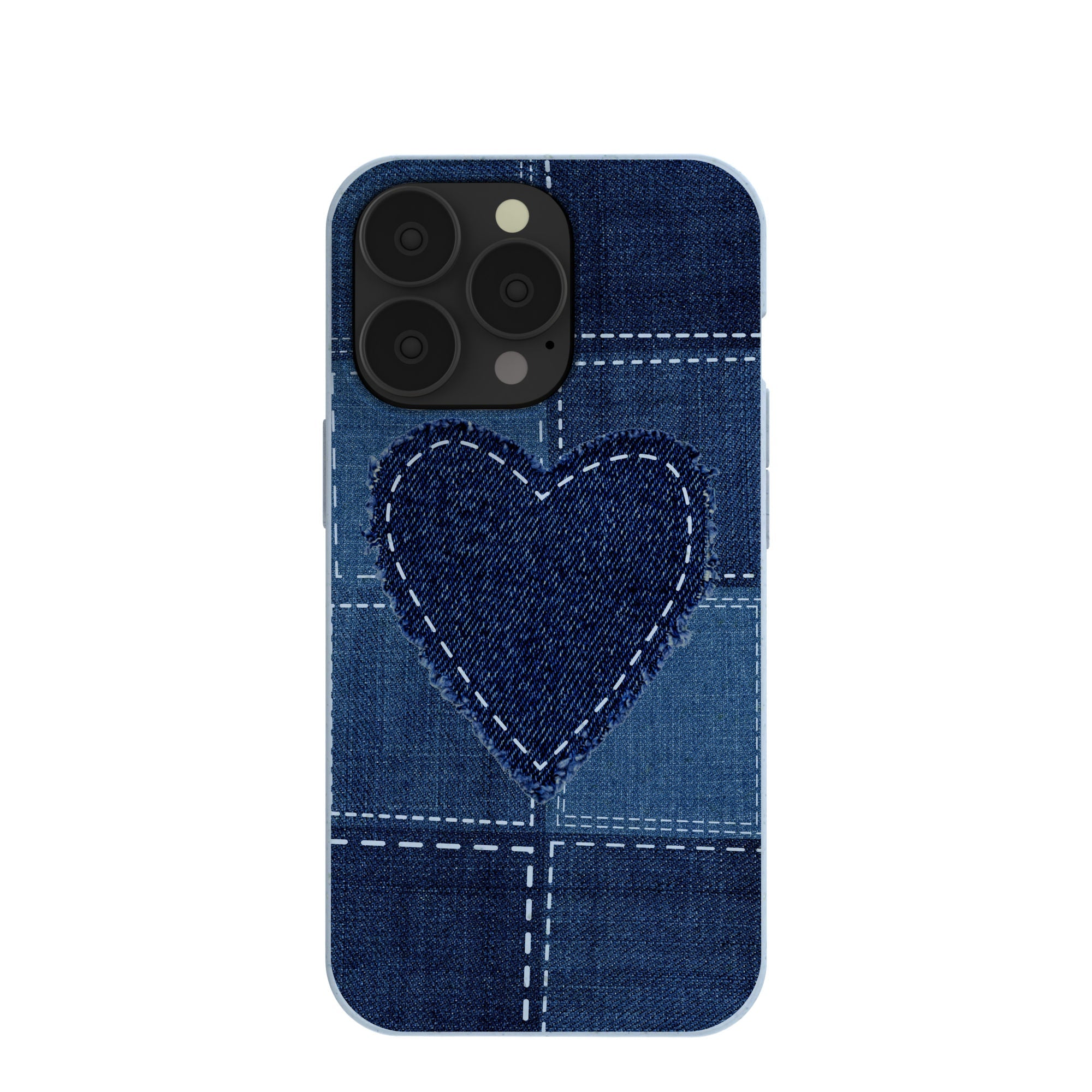 Powder Blue Denim Heart iPhone 13 Pro Case Refurbished - Pela Case refurbished available on Cerqular