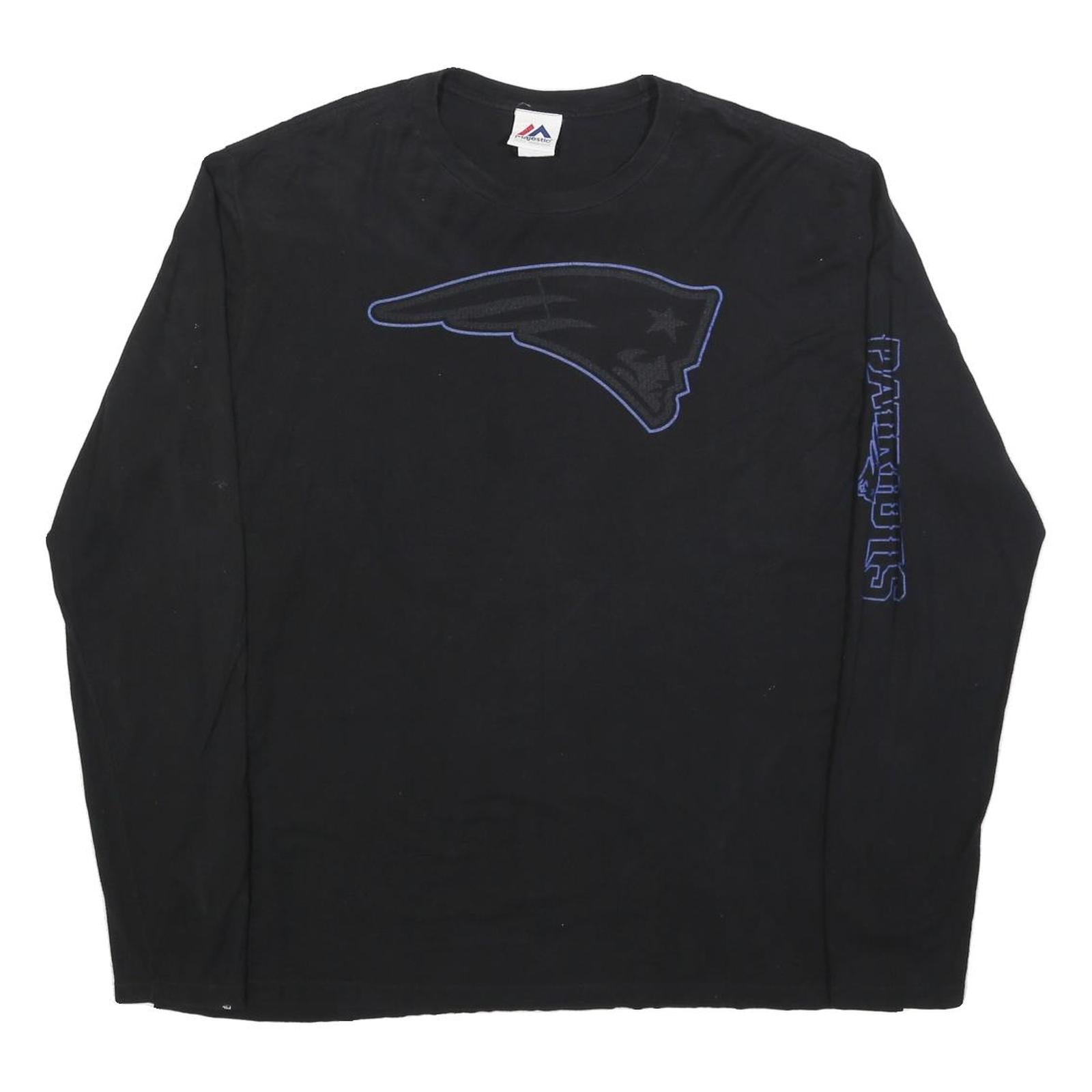 MAJESTIC Mens Black New England Patriots Long Sleeve Crew Neck T-Shirt XL Refurbished - N/A refurbished available on Cerqular