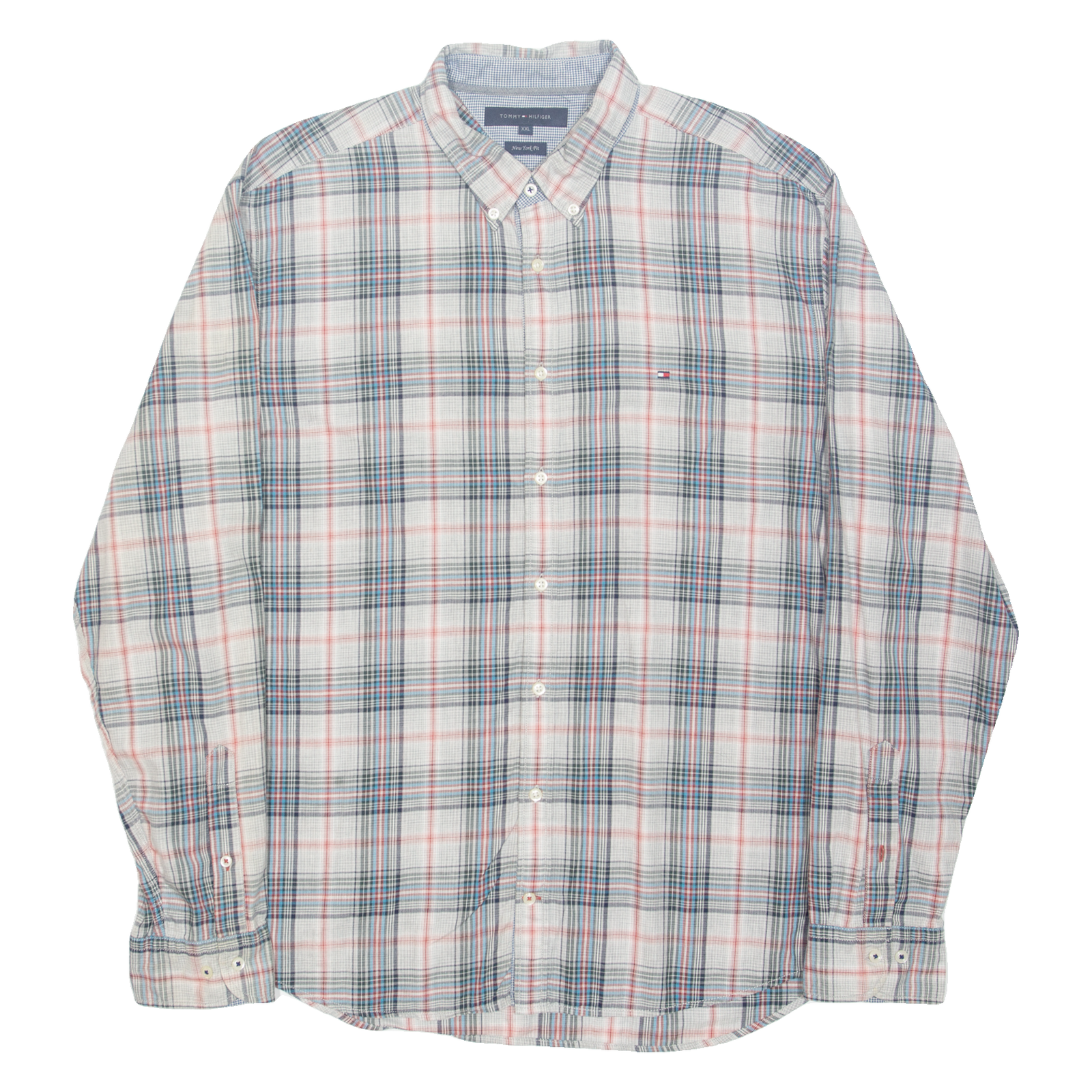 TOMMY HILFIGER New York Fit Mens Shirt Grey Check Long Sleeve 2XL Refurbished - N/A refurbished available on Cerqular