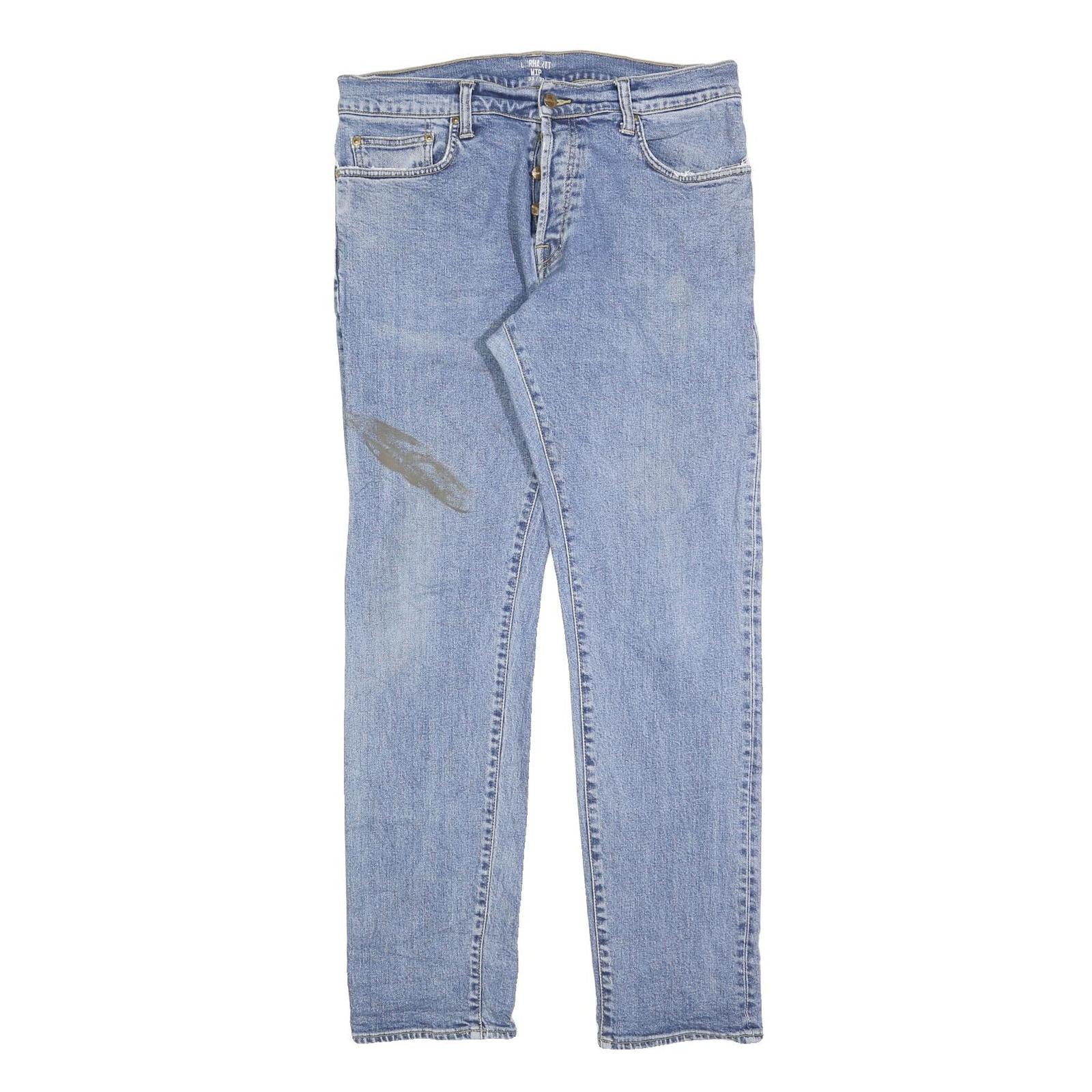 CARHARTT Mens Slim Blue Denim Jeans Button W33 L32 Classic Fit Refurbished - N/A refurbished available on Cerqular