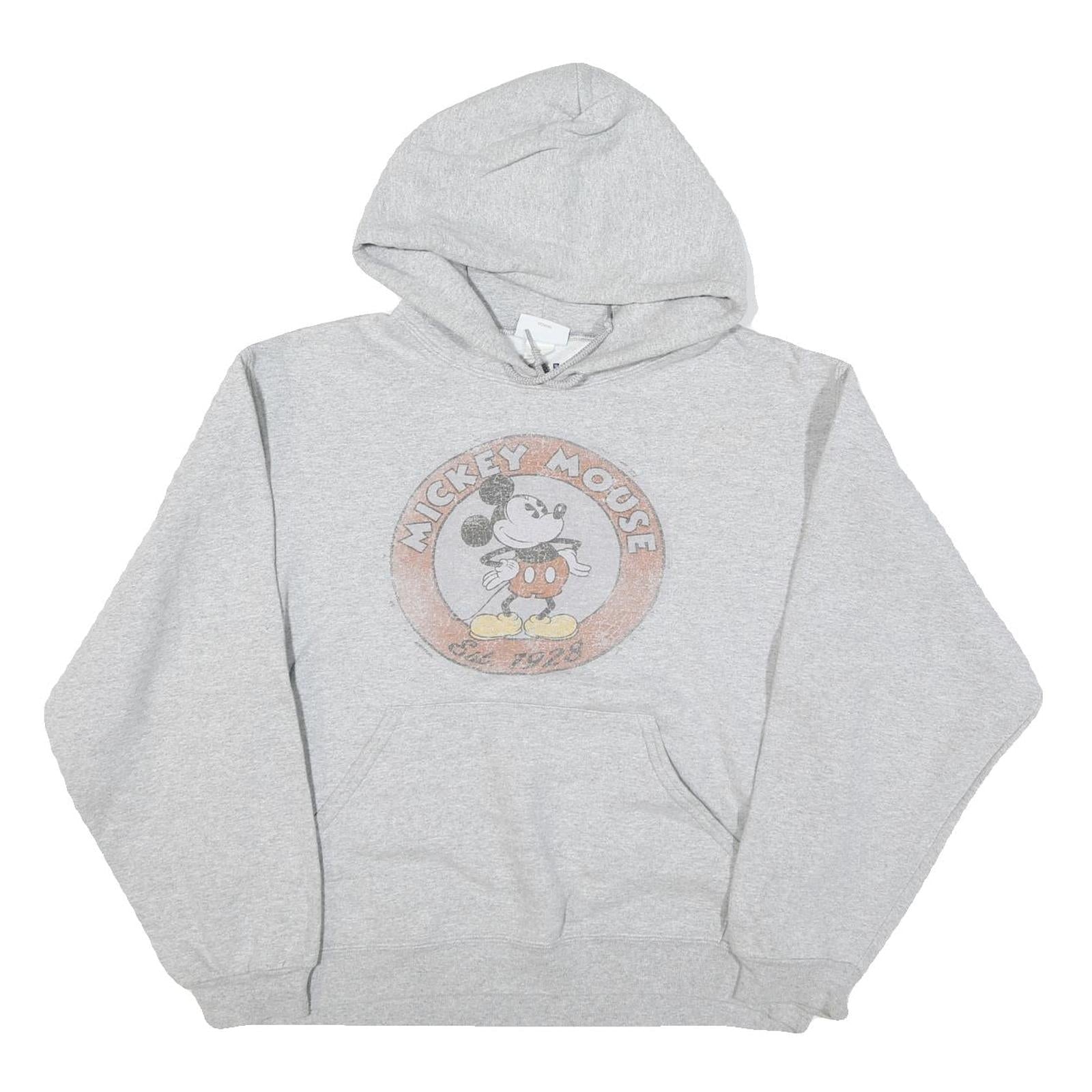 DISNEY Womens Grey Mickey Mouse Hoodie M Cotton Blend Pullover Casual Refurbished - N/A refurbished available on Cerqular