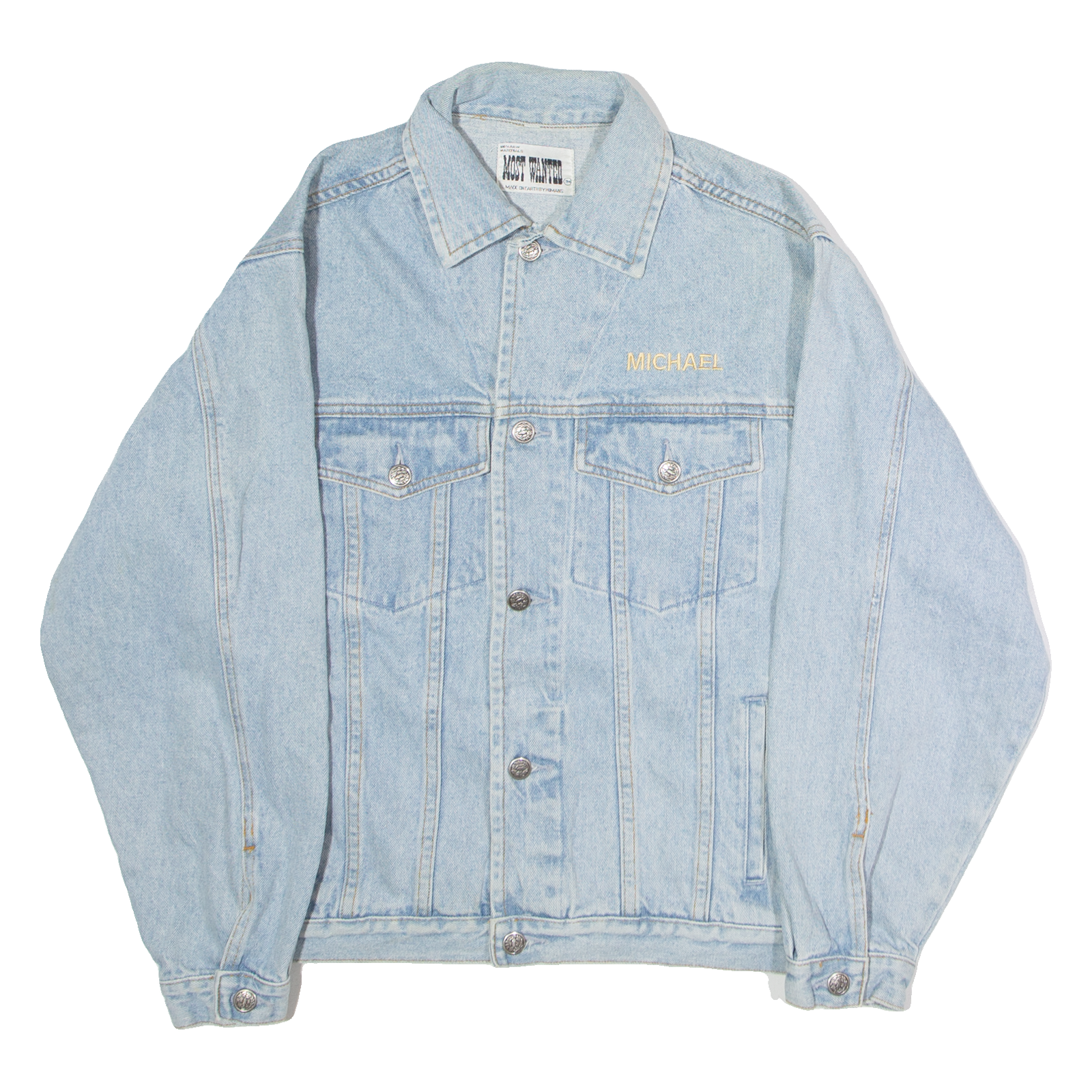 MOST WANTED Darren Motamedy ""Michael"" Mens Denim Jacket Blue 90s USA M Refurbished - N/A refurbished available on Cerqular